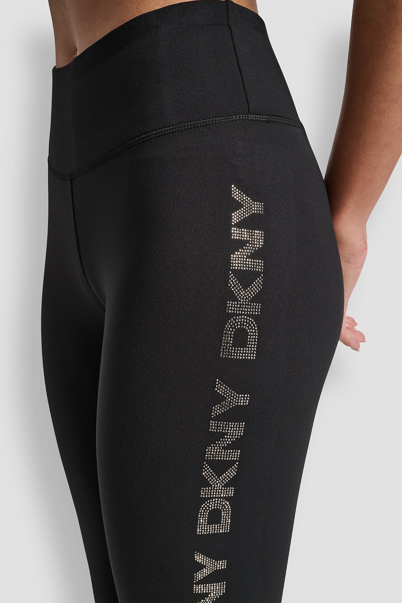 HIGH WAIST 7/8 RHINESTONE LOGO LEGGING VIEW 6 | Leggings