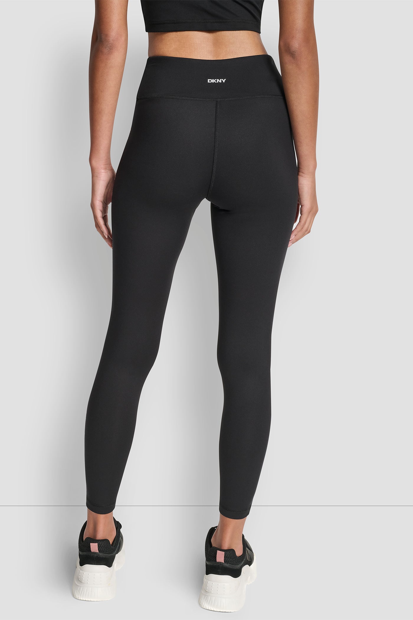 Black HIGH WAIST 7/8 RHINESTONE LOGO LEGGING, VIEW 2 | Leggings