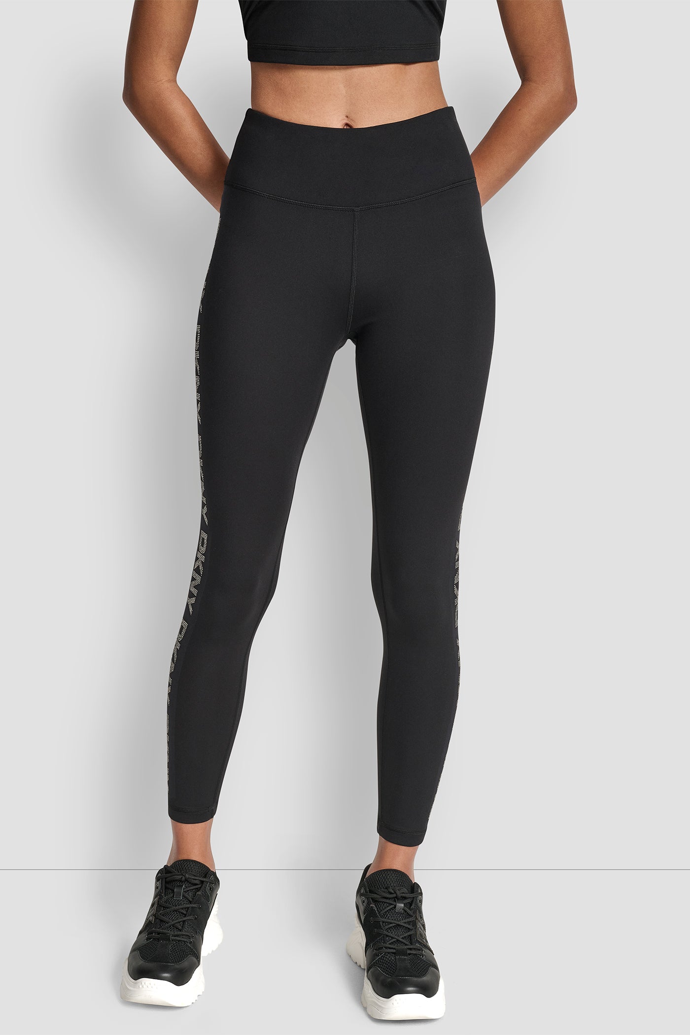 HIGH WAIST 7/8 RHINESTONE LOGO LEGGING VIEW 3 | Leggings
