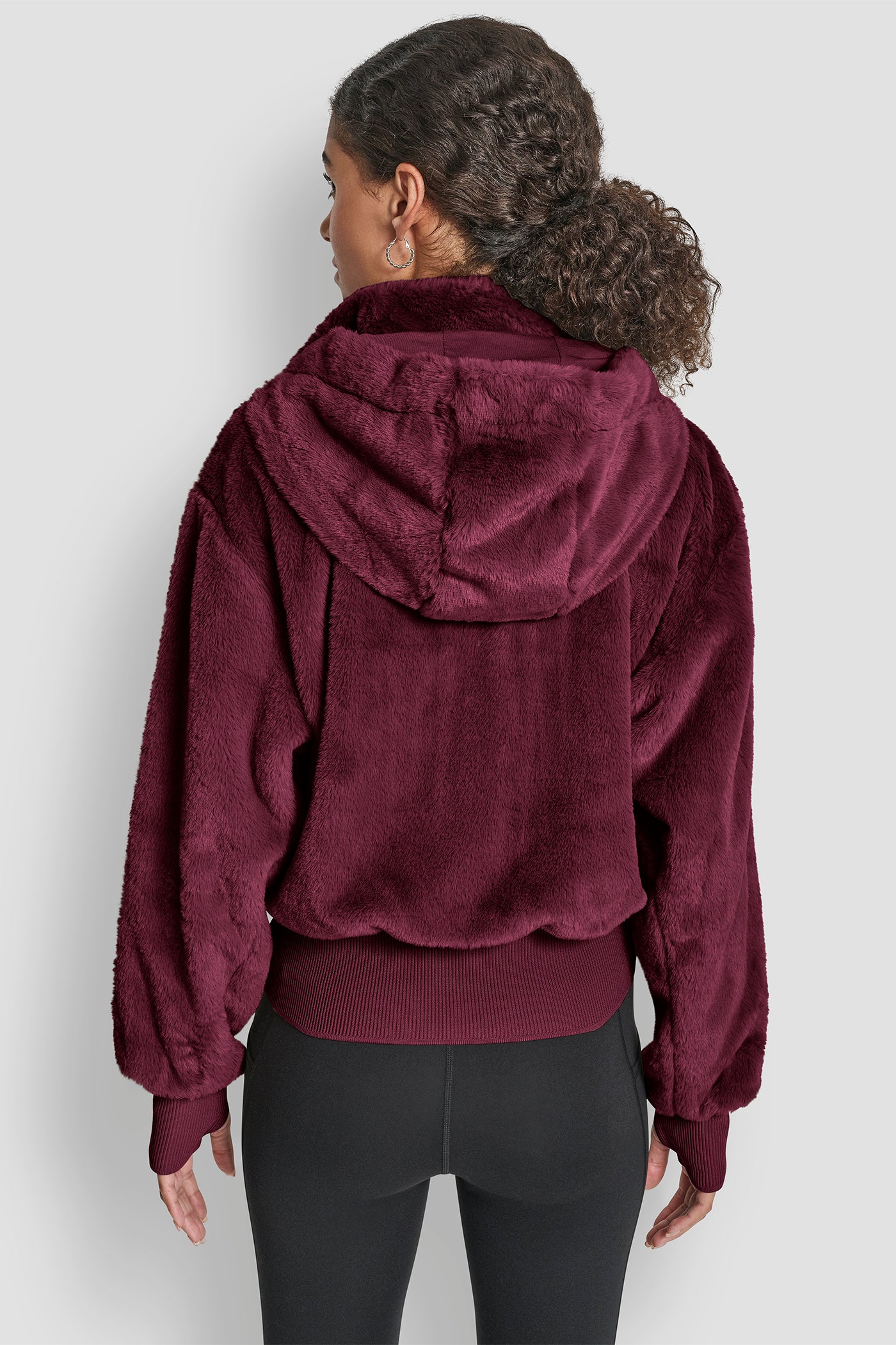 Red FAUX TEDDY FUR JACKET, BACK VIEW | Jackets & Blazers