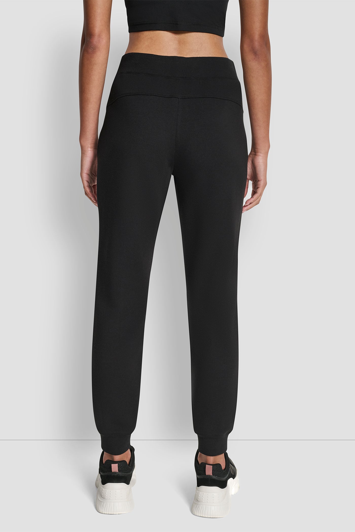 Black BROOKLYN SCUBA MID RISE JOGGER WITH POCKETS, BACK VIEW | All Products