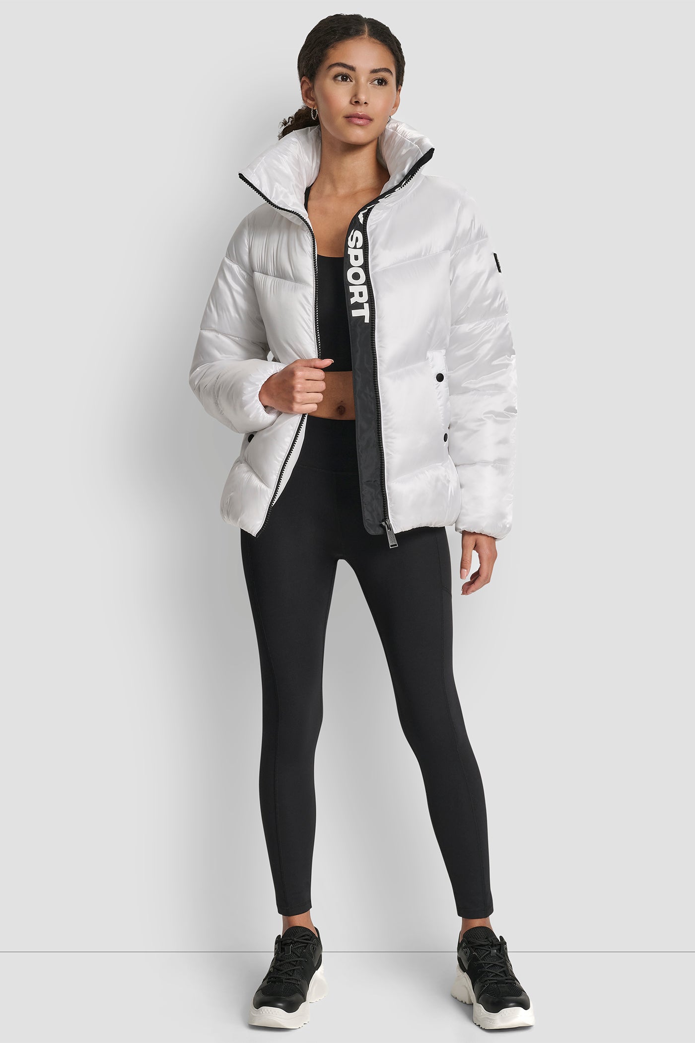 QUILTED PUFFER WITH OVERSIZED COLLAR AND INTERIOR PLACKET LOGO VIEW 8 | New Arrivals
