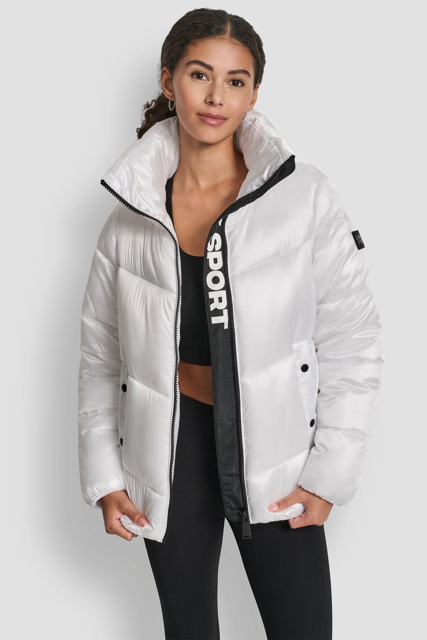 QUILTED PUFFER WITH OVERSIZED COLLAR AND INTERIOR PLACKET LOGO VIEW 5 | New Arrivals