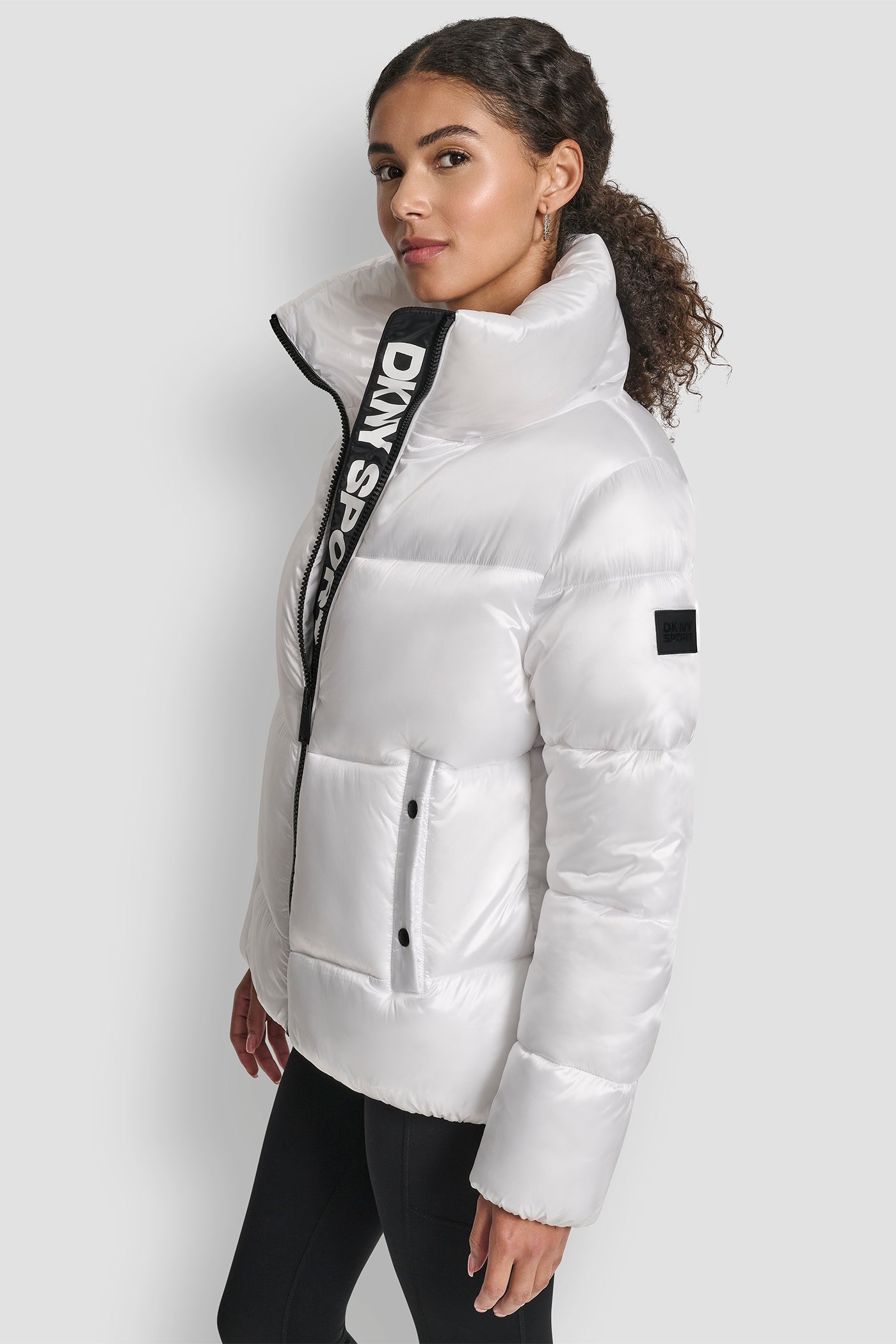 QUILTED PUFFER WITH OVERSIZED COLLAR AND INTERIOR PLACKET LOGO VIEW 3 | New Arrivals