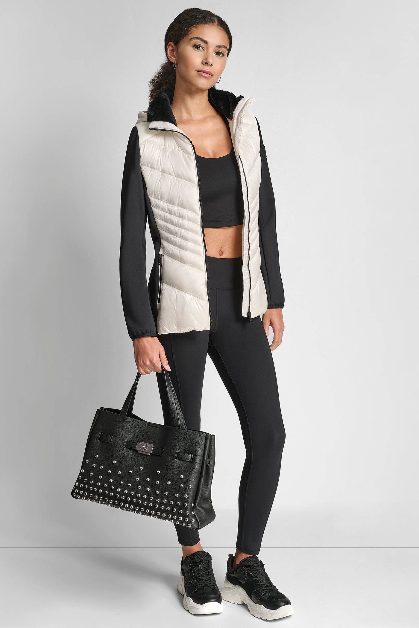 CHEVRON QUILTED SCUBA MIX JACKET VIEW 7 | WOMENS COATS & JACKETS