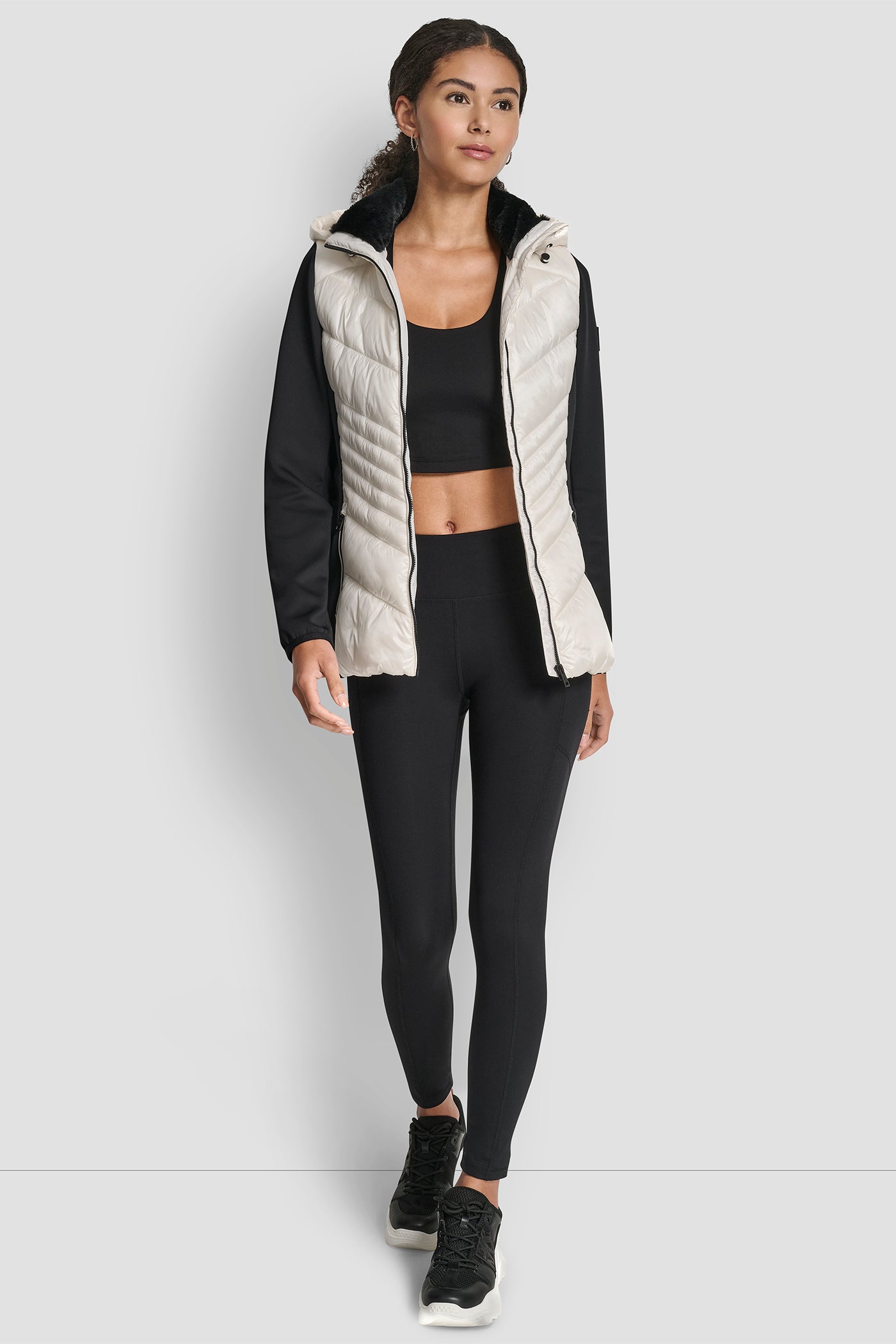CHEVRON QUILTED SCUBA MIX JACKET VIEW 6 | WOMENS COATS & JACKETS