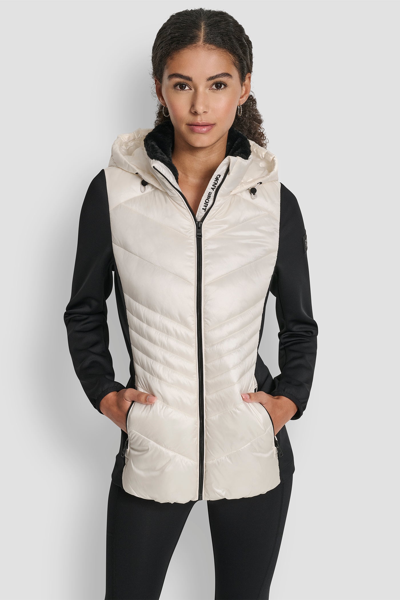 CHEVRON QUILTED SCUBA MIX JACKET VIEW 5 | WOMENS COATS & JACKETS
