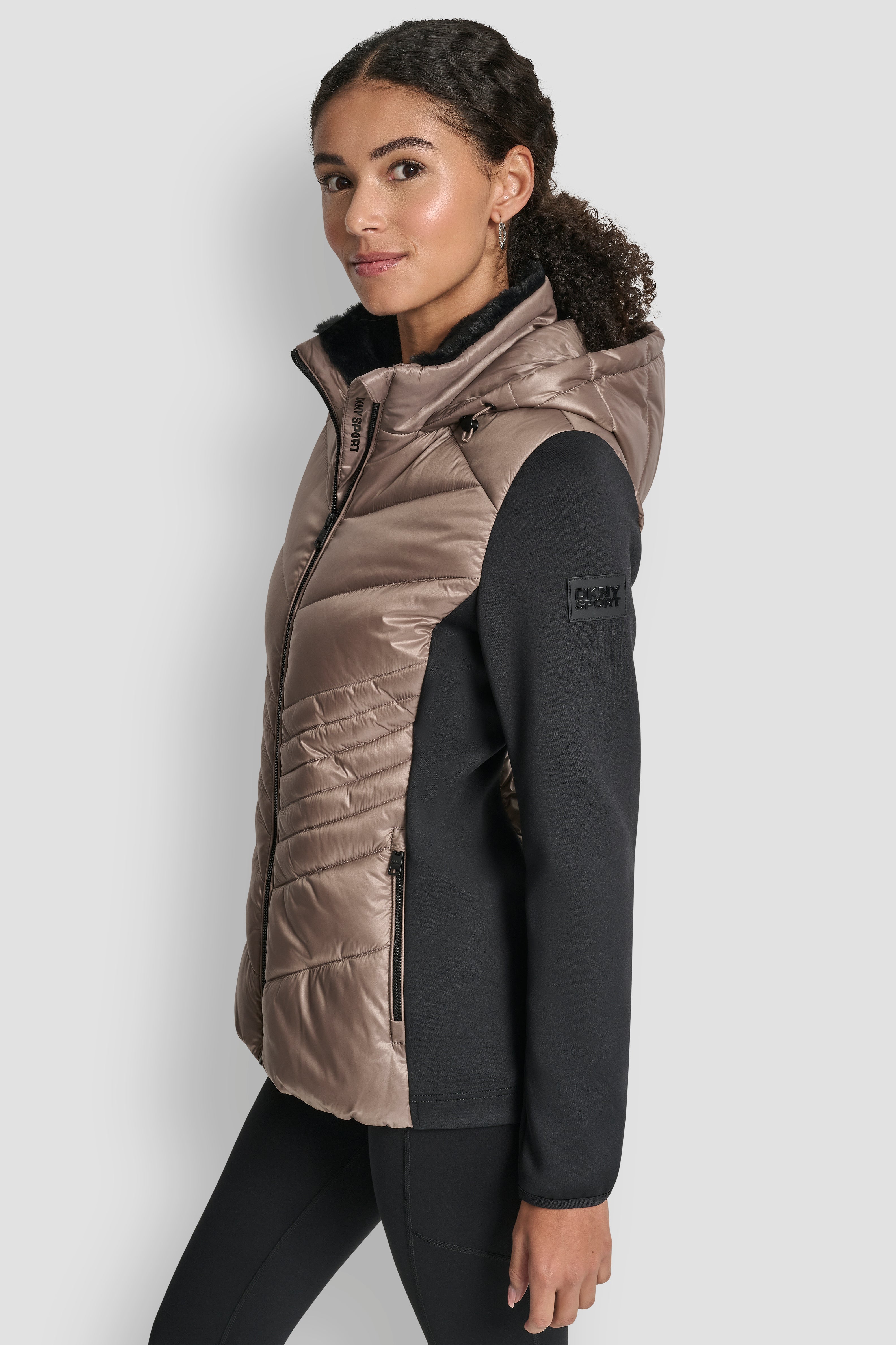 CHEVRON QUILTED SCUBA MIX JACKET VIEW 3 | SELECT STYLES