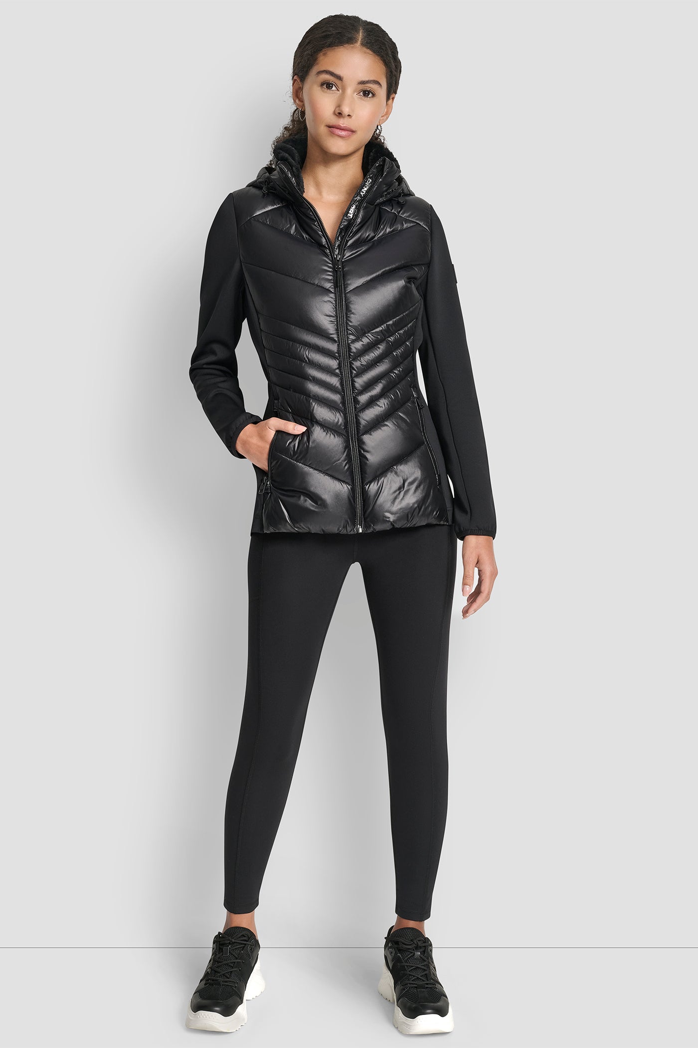 CHEVRON QUILTED SCUBA MIX JACKET VIEW 6 | New Arrivals