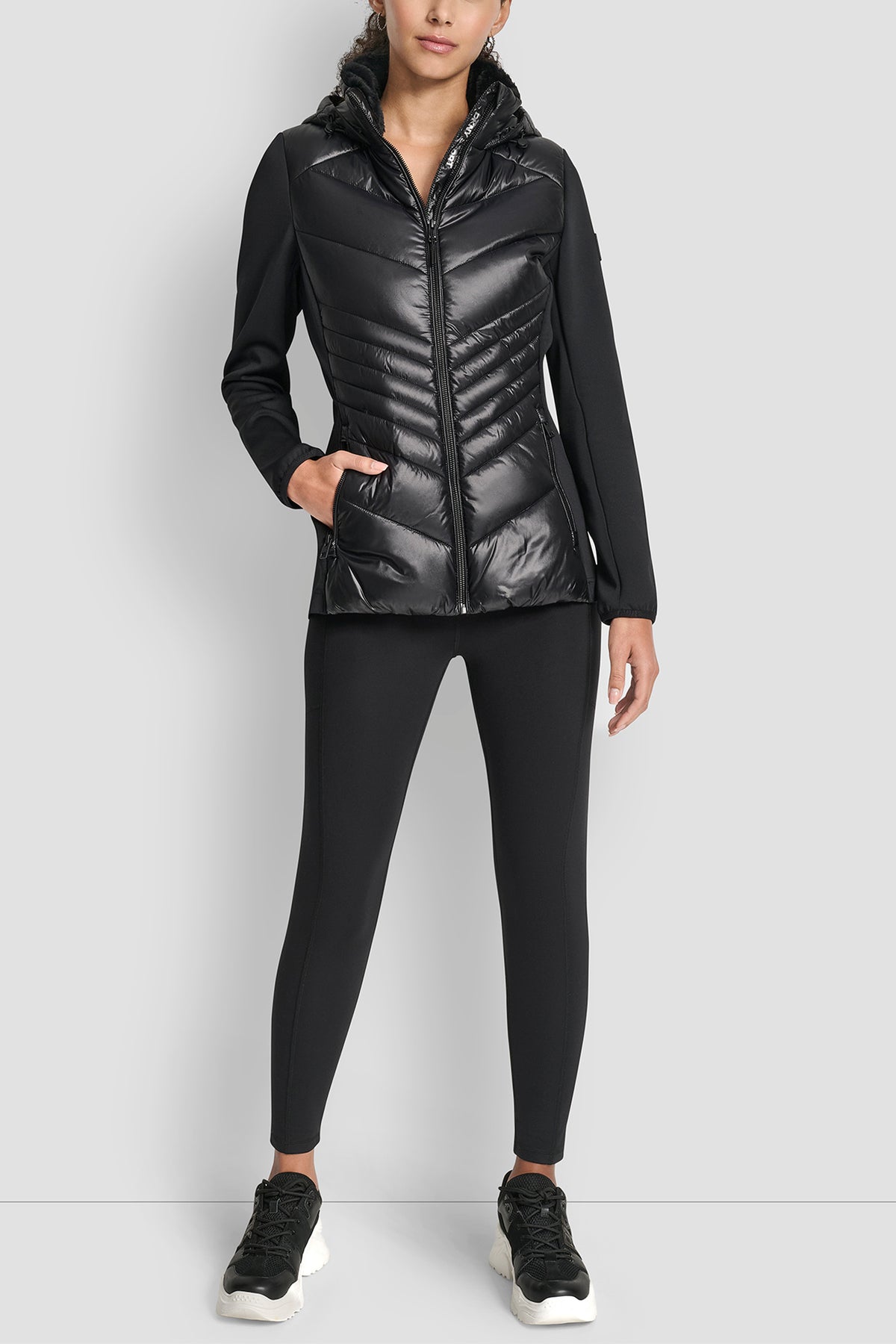 CHEVRON QUILTED SCUBA MIX JACKET VIEW 2