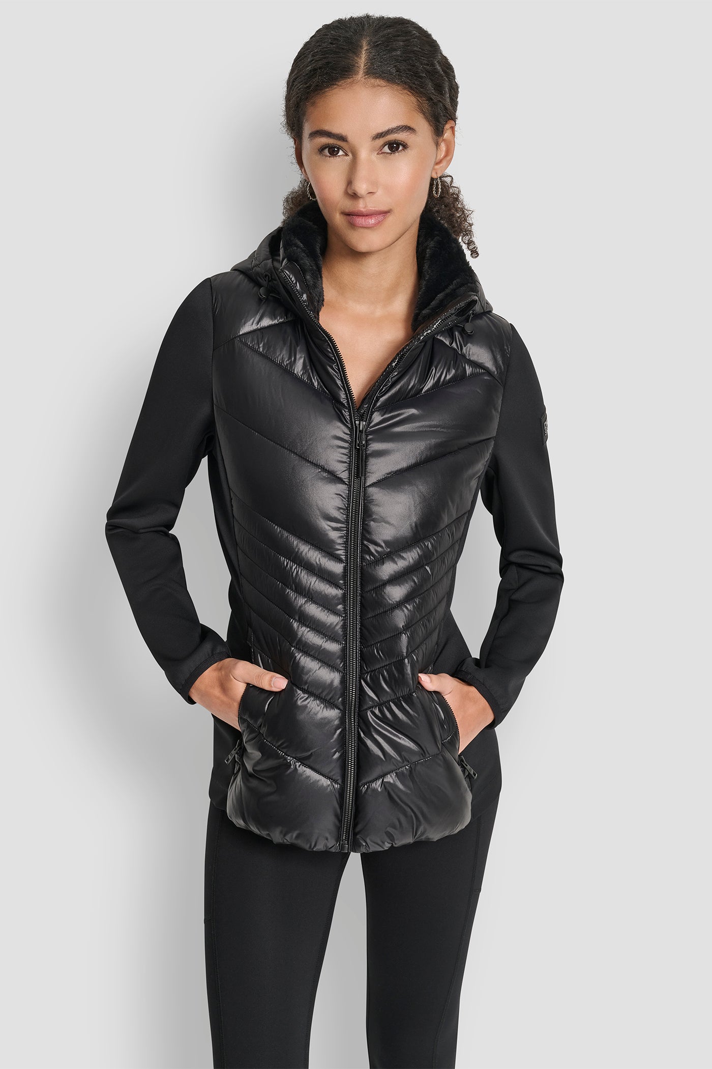 CHEVRON QUILTED SCUBA MIX JACKET VIEW 5 | New Arrivals