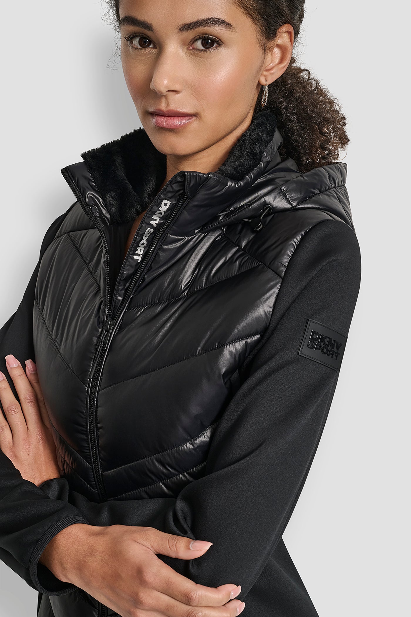 CHEVRON QUILTED SCUBA MIX JACKET VIEW 4 | New Arrivals