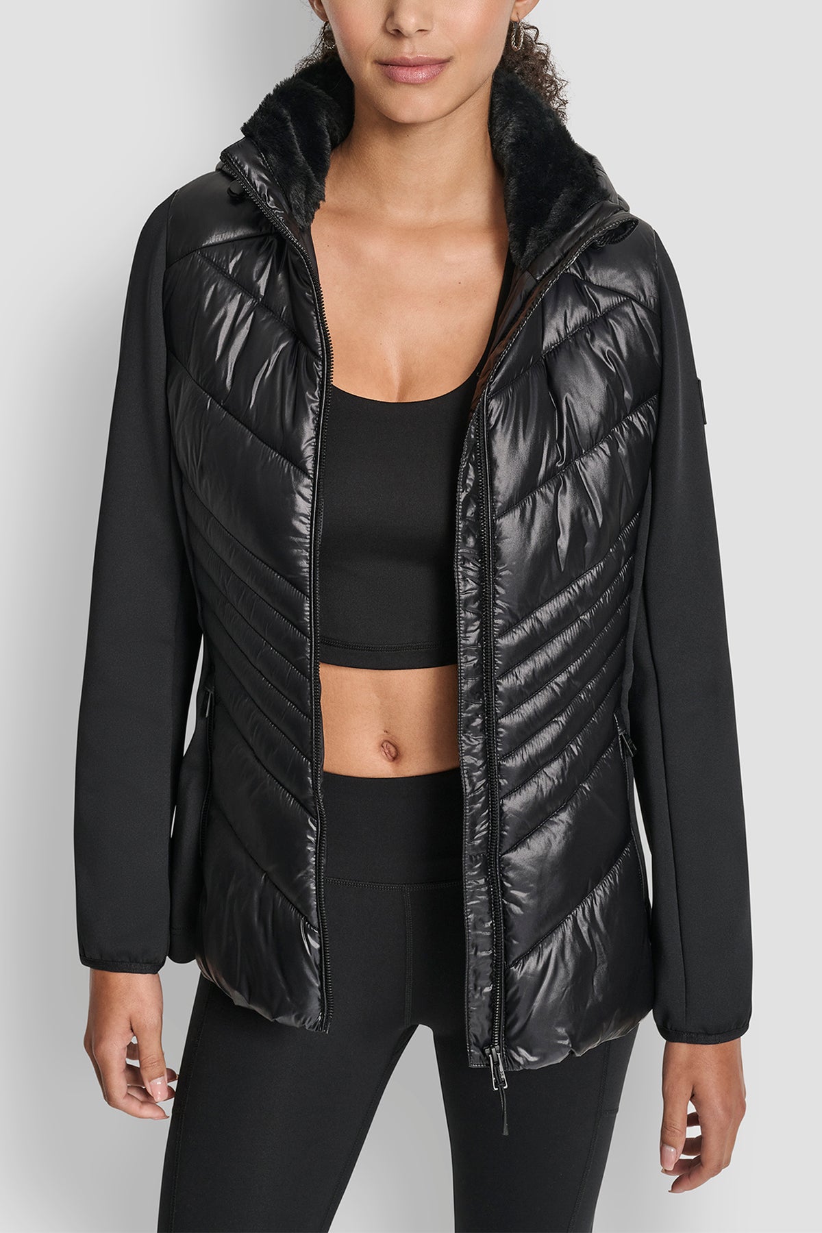 CHEVRON QUILTED SCUBA MIX JACKET VIEW 2