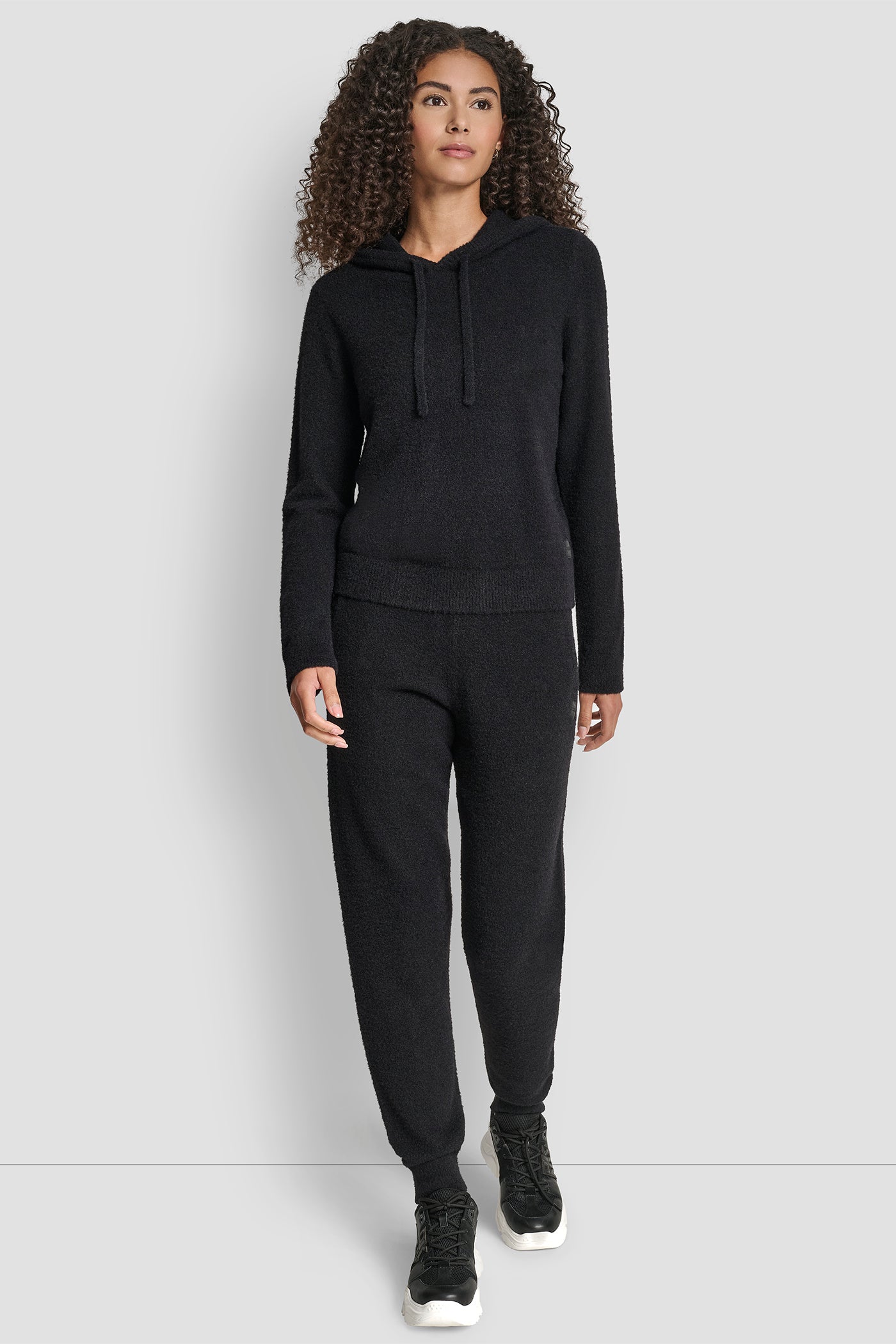 FEATHER YARN HOODIE WITH DRAWCORD AND TONAL LOGO VIEW 5 | DKNY Sport