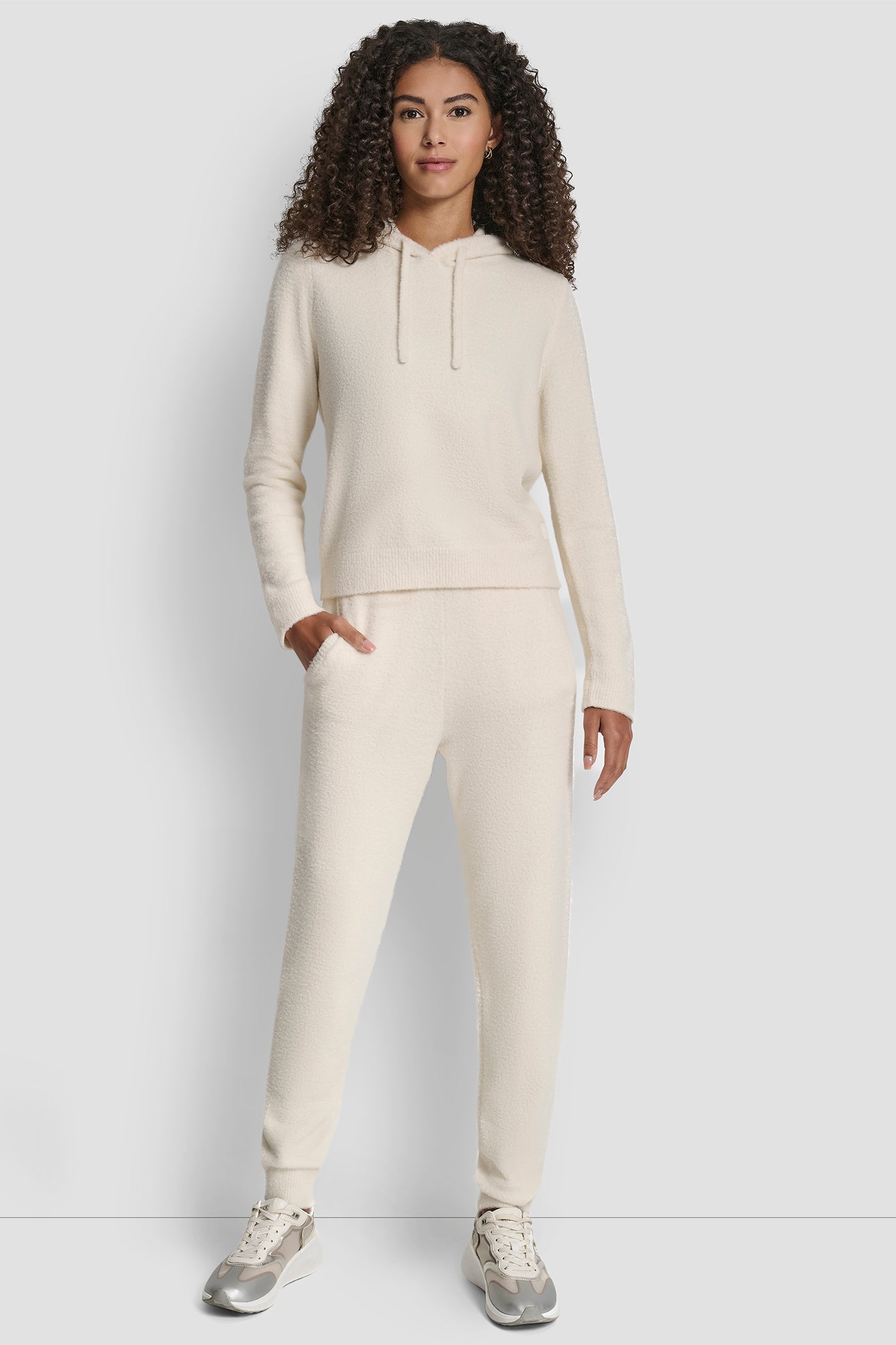 FEATHER YARN HOODIE WITH DRAWCORD AND TONAL LOGO VIEW 5 | DKNY Sport