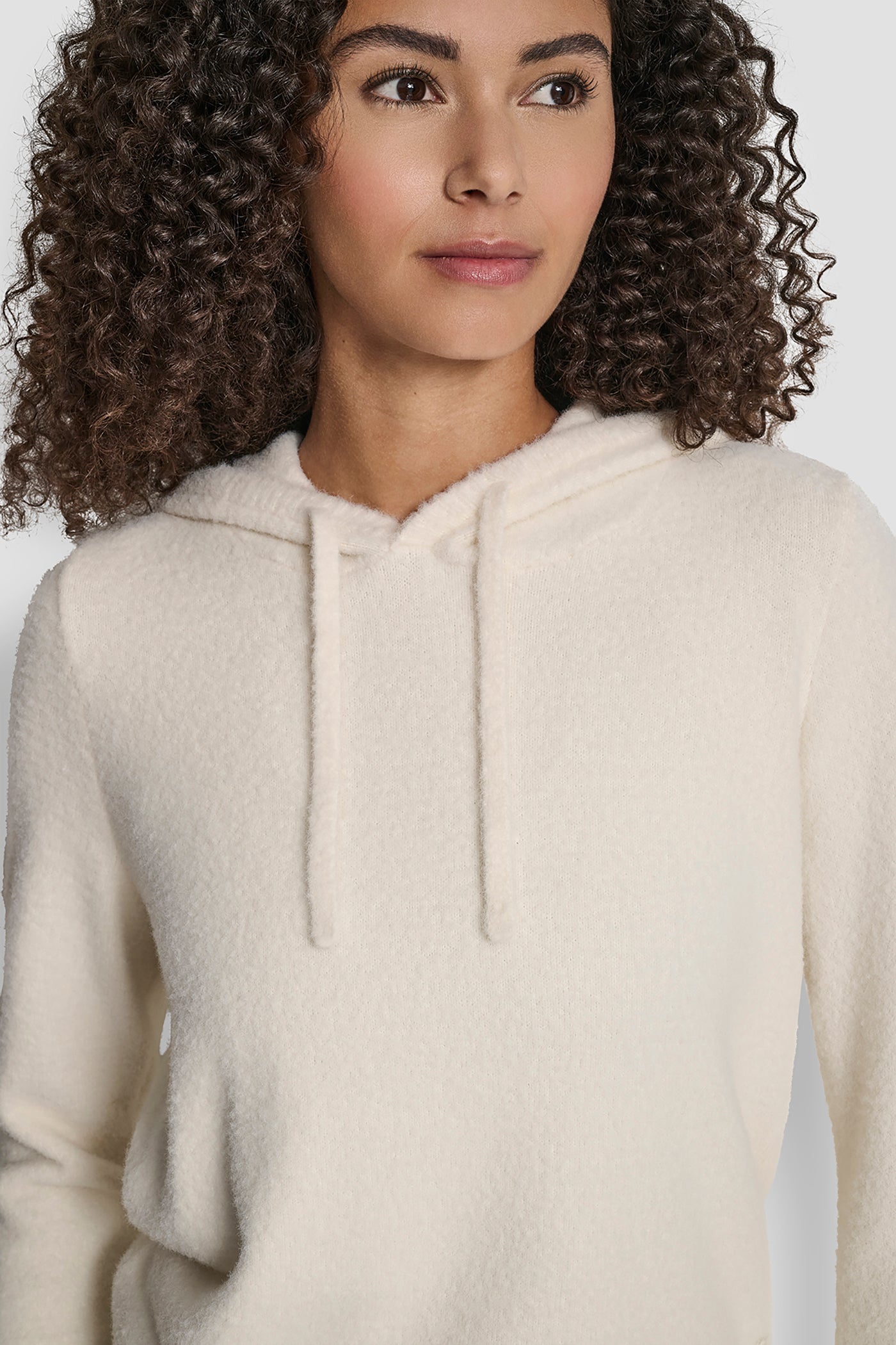 FEATHER YARN HOODIE WITH DRAWCORD AND TONAL LOGO VIEW 4 | DKNY Sport