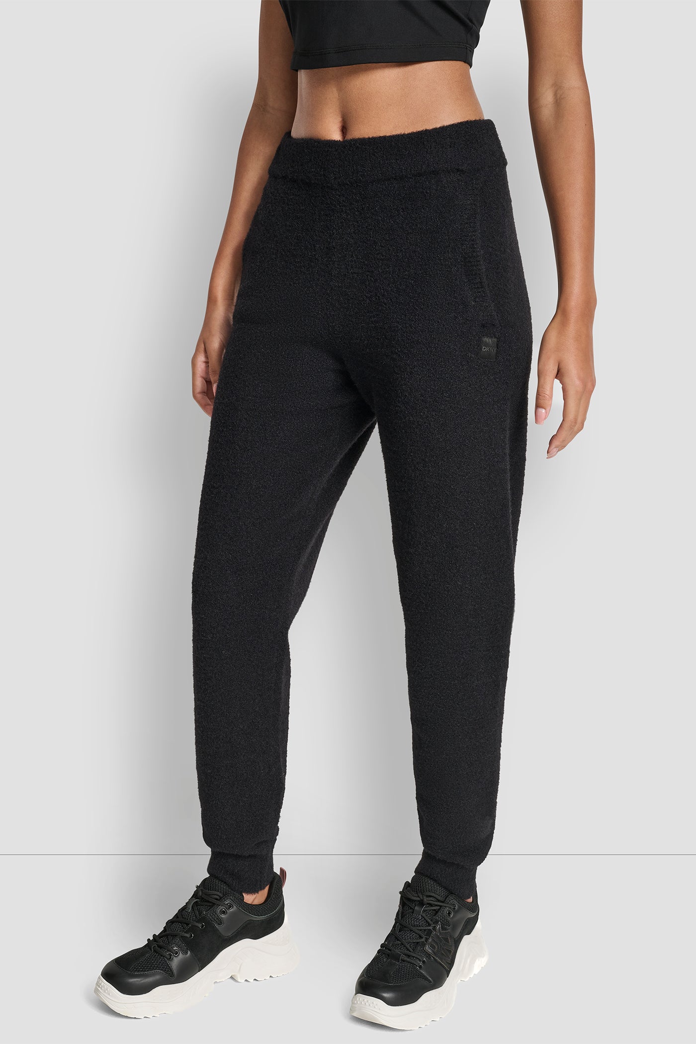 FEATHER YARN JOGGER WITH POCKETS AND TONAL LOGO VIEW 3 | DKNY Sport