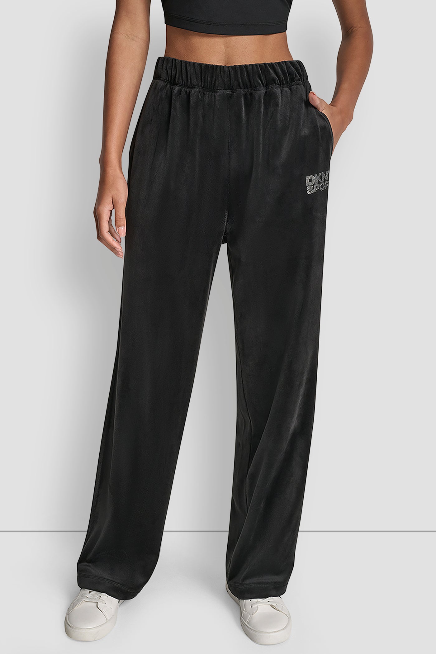 Velour Rhinestone Logo Pant | Jogger | DKNY