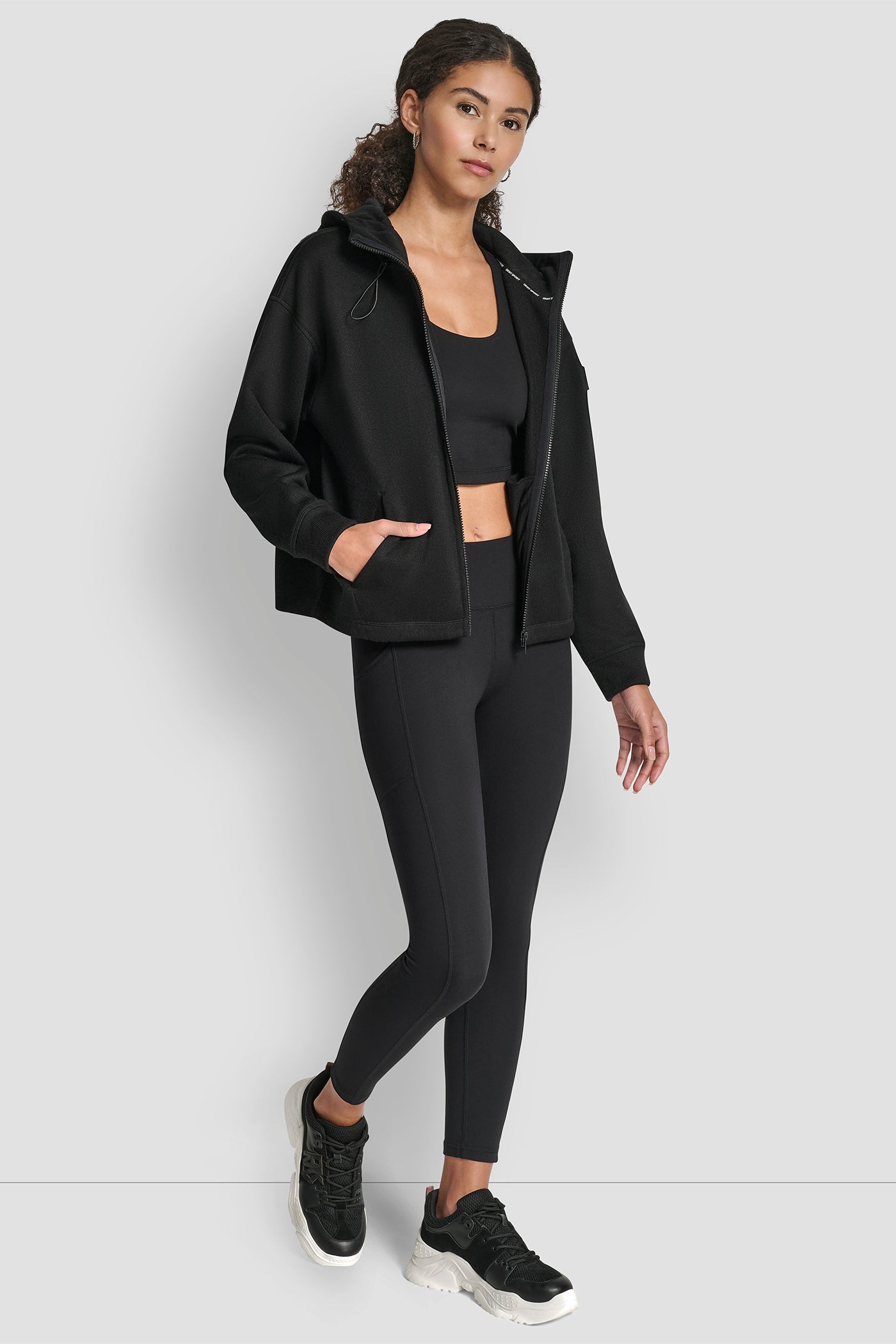 SWEATER FLEECE FULL ZIP HOODIE WITH BUNGEES VIEW 7 | DKNY Sport