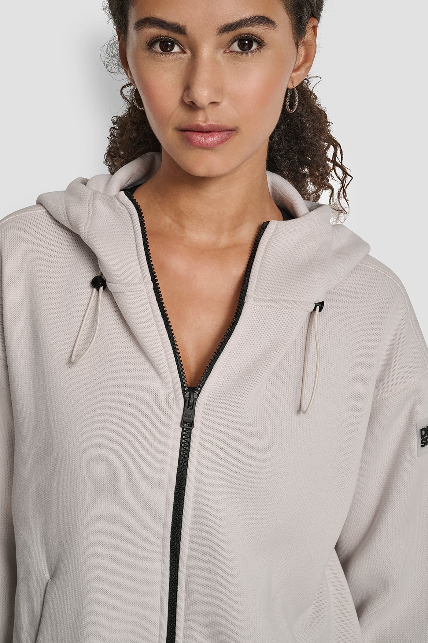 SWEATER FLEECE FULL ZIP HOODIE WITH BUNGEES VIEW 4 | DKNY Sport