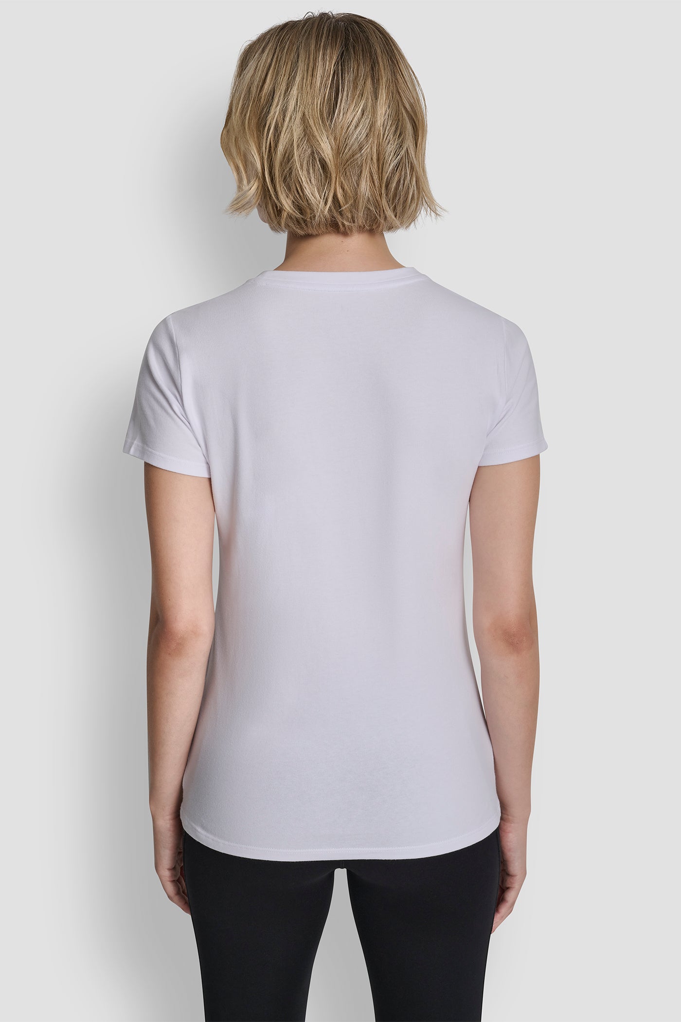 White TRIPLE RHINESTONE FOIL LOGO TEE, BACK VIEW | SELECT STYLES