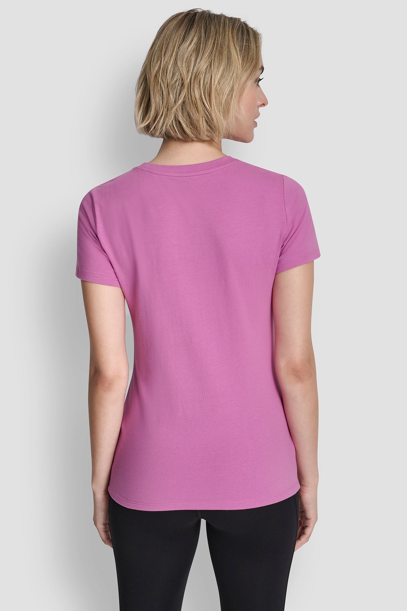 Pink TRIPLE RHINESTONE FOIL LOGO TEE, BACK VIEW | Tees & Tanks