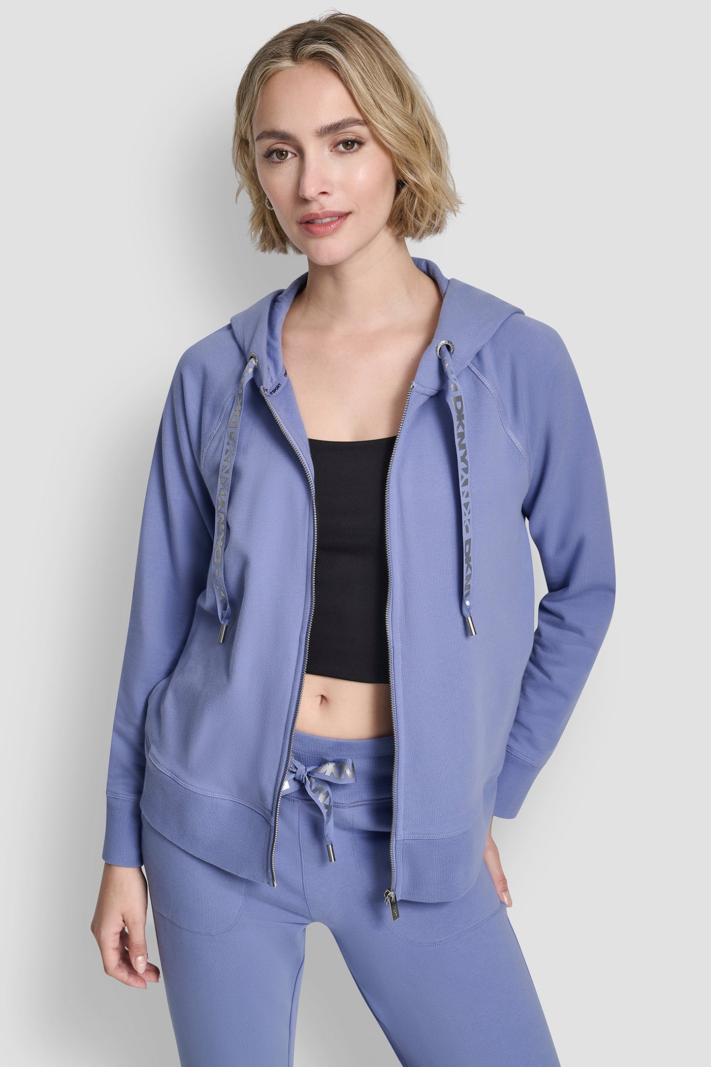 TWO TONE LOGO DRAWCORD ZIP HOODIE VIEW 4 | New clothing