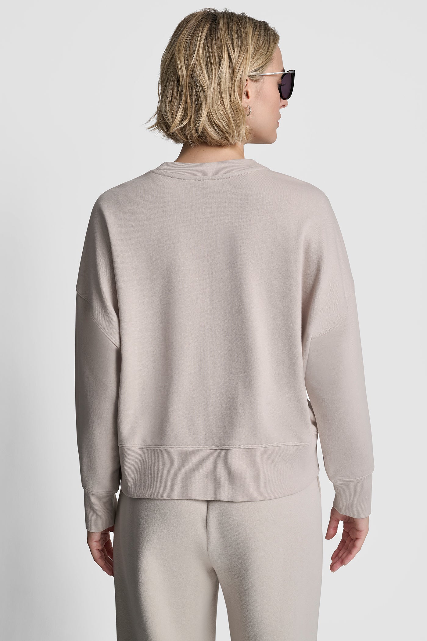 Oat OVERSIZED SATIN TERRY CREW NECK, VIEW 2 | Sport Essentials