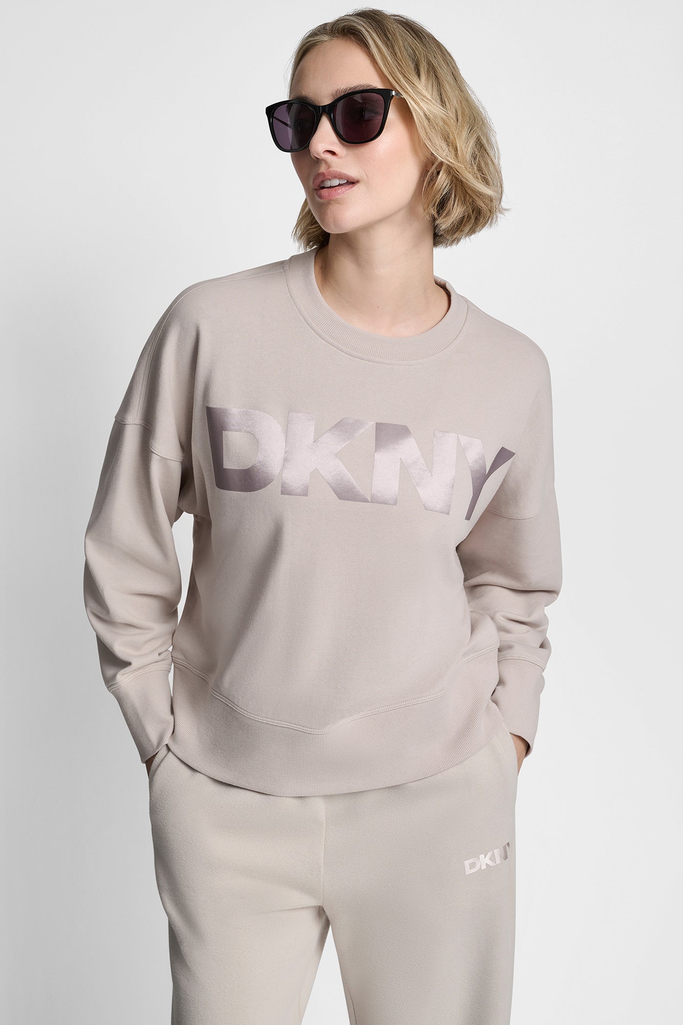 Oat OVERSIZED SATIN TERRY CREW NECK, VIEW 1 | Sport Essentials