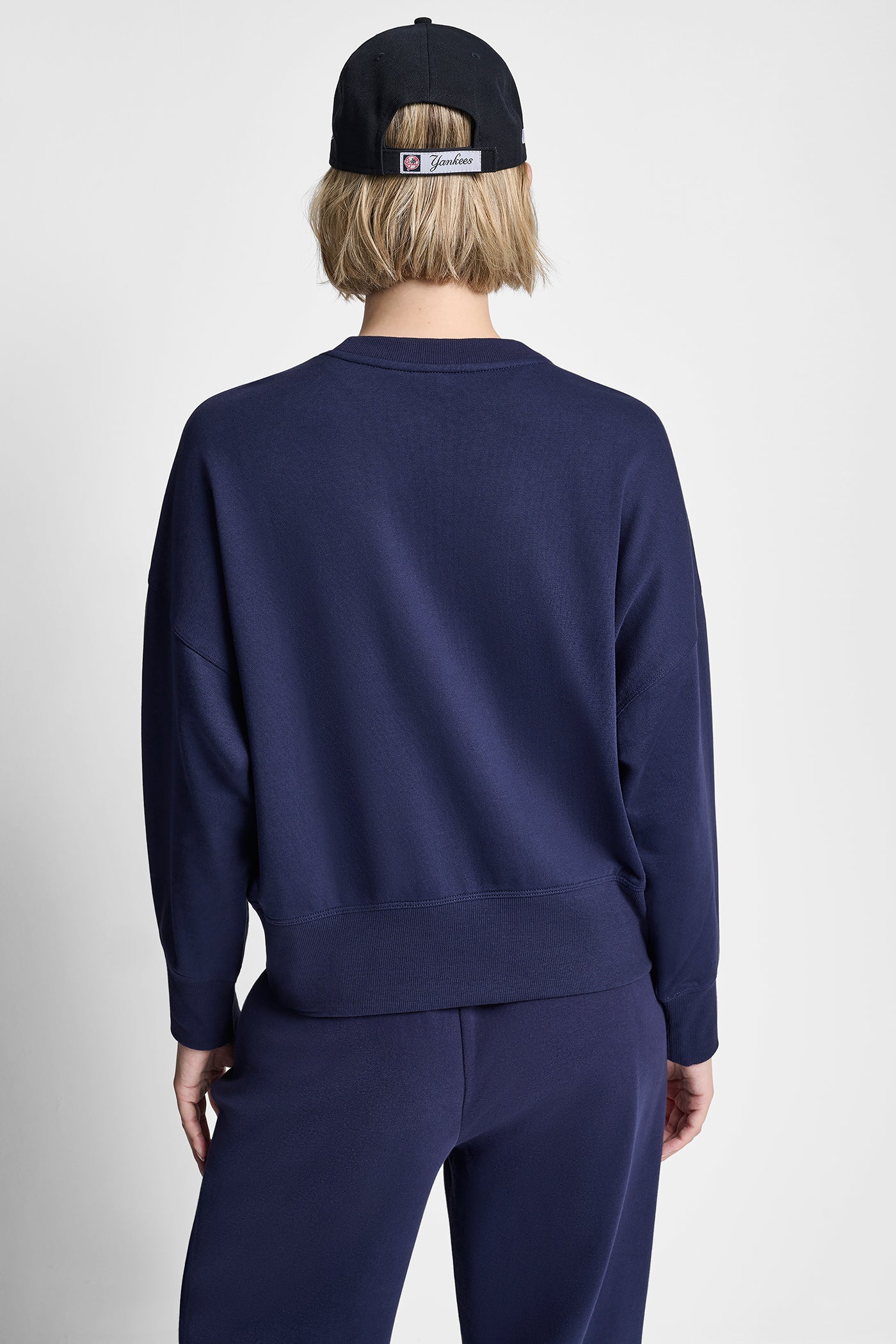 Blue OVERSIZED SATIN TERRY CREW NECK, VIEW 2 | Sport Essentials