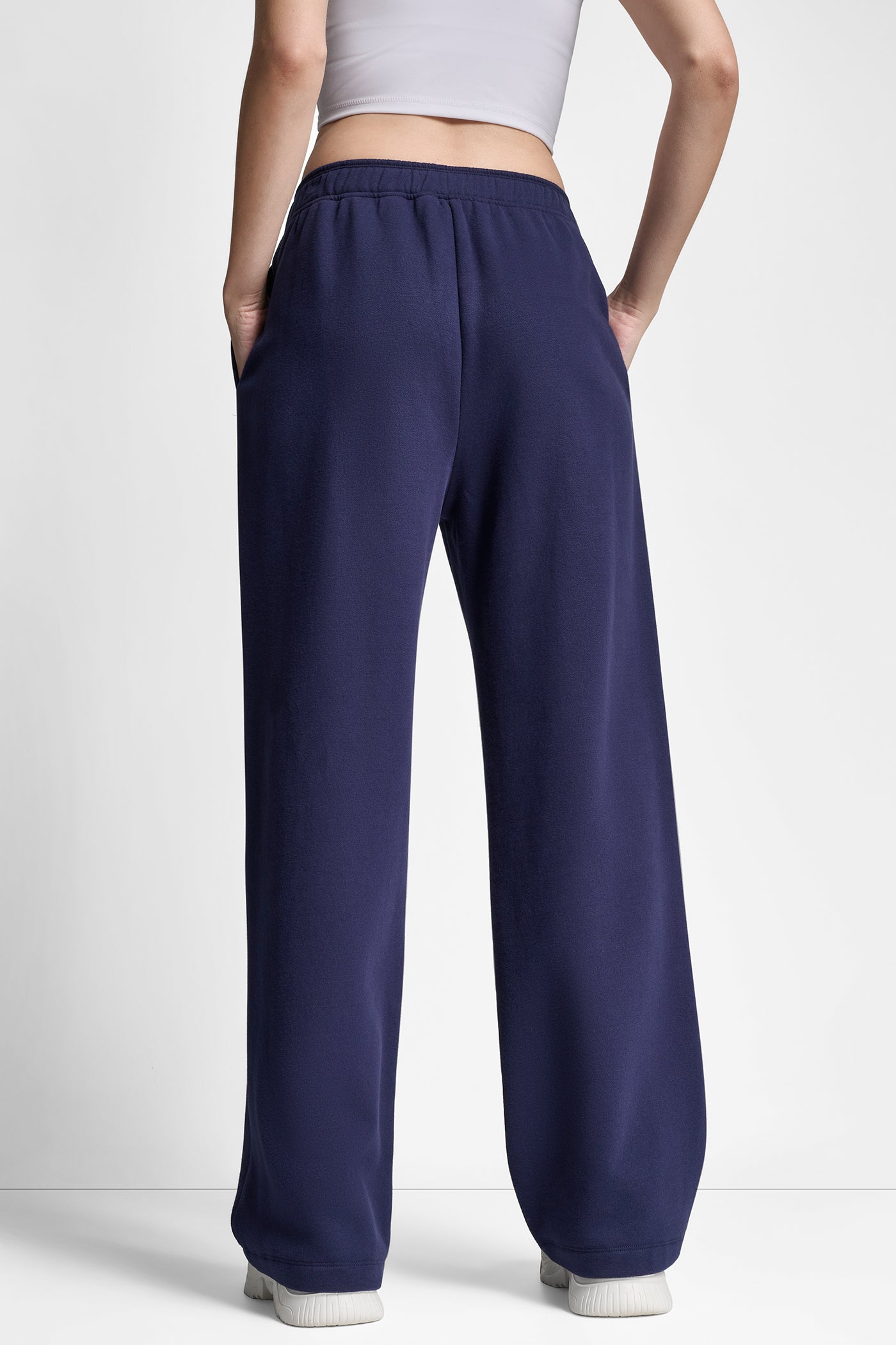 Peacoat SATIN LOGO TERRY BOYFRIEND PANT, VIEW 2 | Sport Essentials