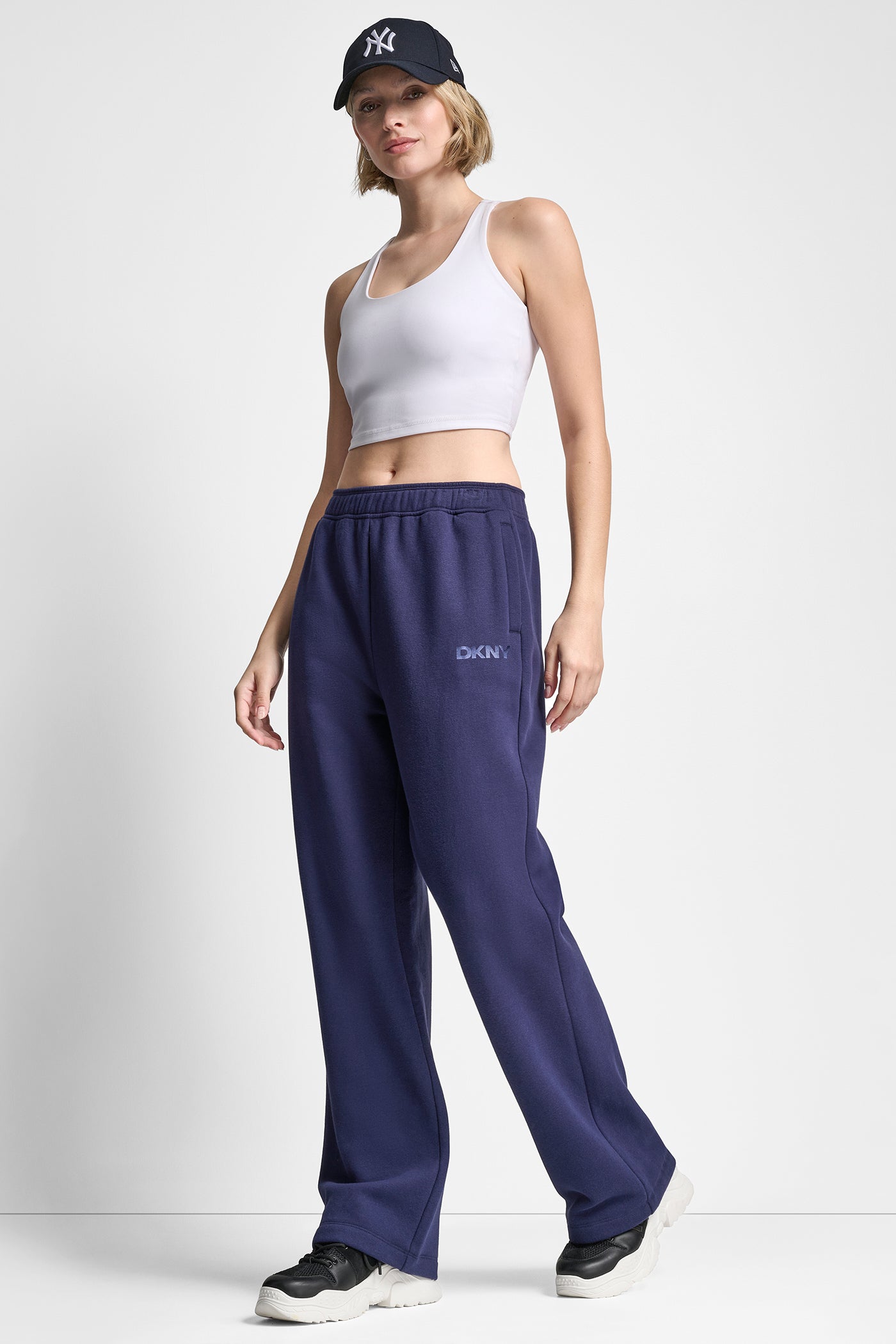 SATIN LOGO TERRY BOYFRIEND PANT VIEW 4 | Sport Essentials