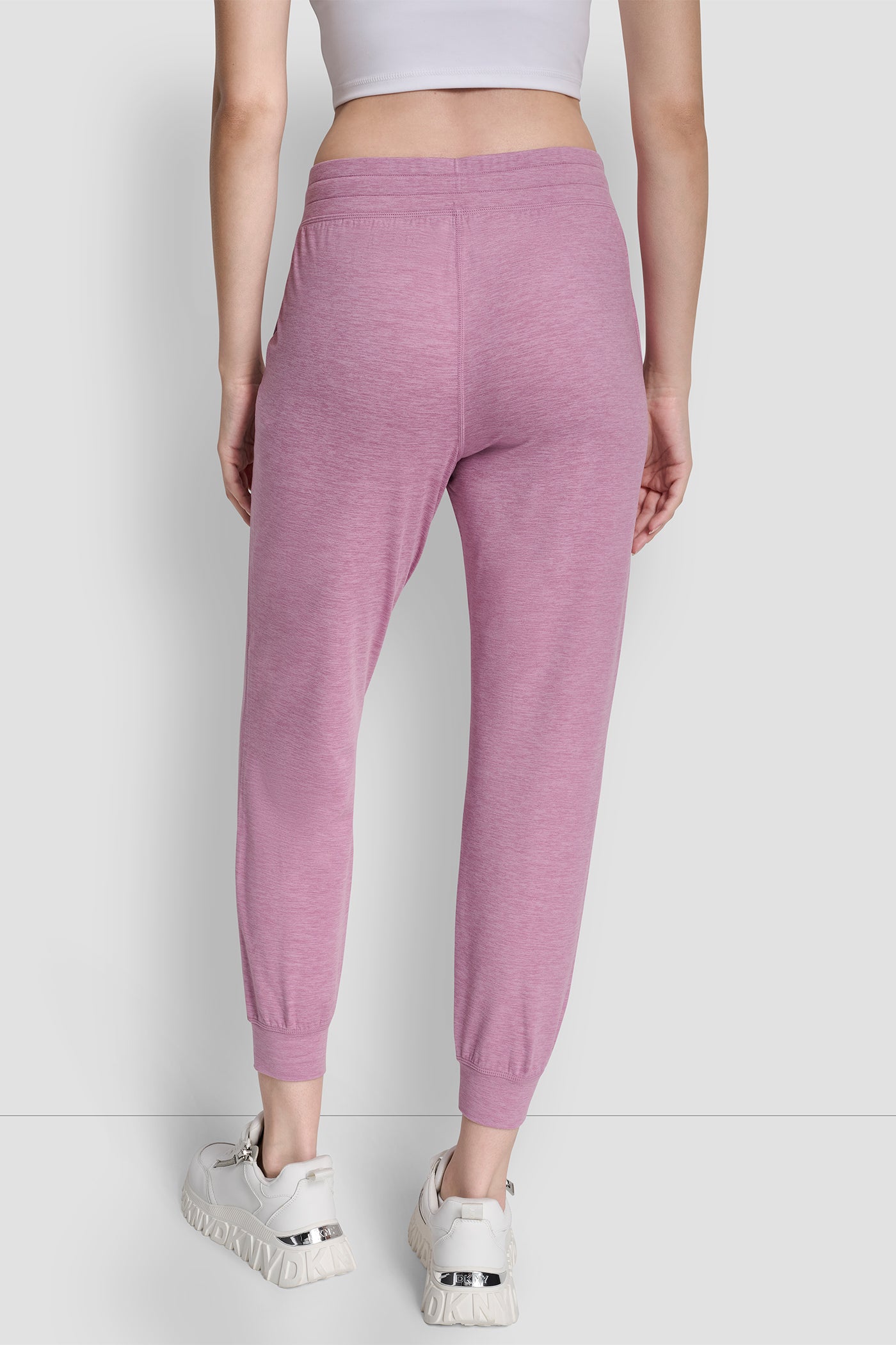 Pink SPACEDYE HIGH WAIST SLIM FIT JOGGER WITH POCKETS, BACK VIEW | Gifts Under $50