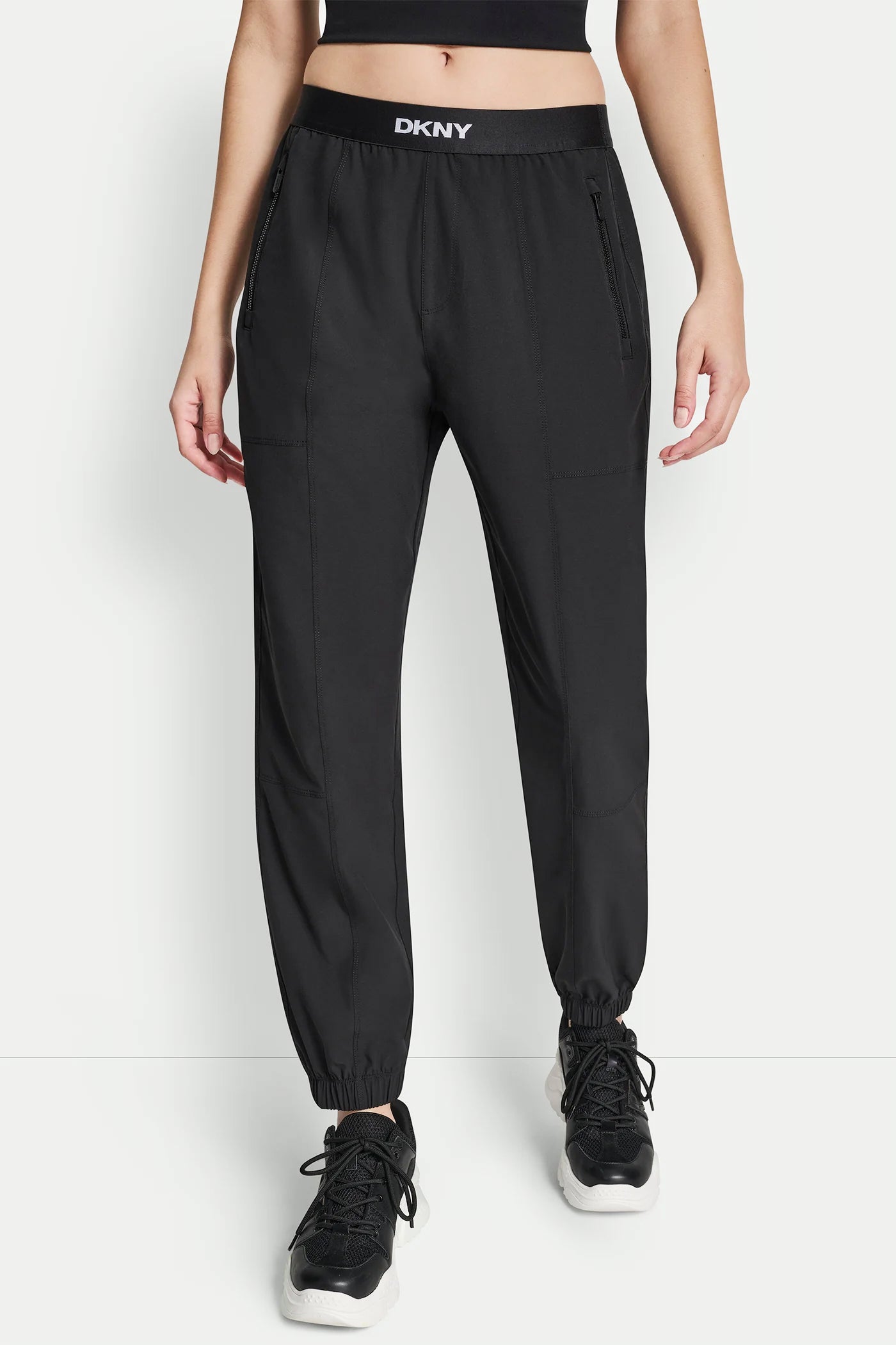 Black EXTRA HIGH-RISE LOGO-WAIST WIDE-LEG JOGGER, VIEW 2 | SALE CLOTHING