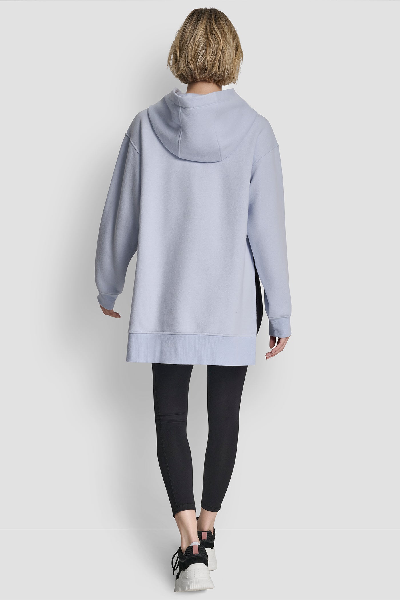 Frost Blue 3D VARSITY LOGO OVERSIZED TUNIC HOODIE, BACK VIEW | Products