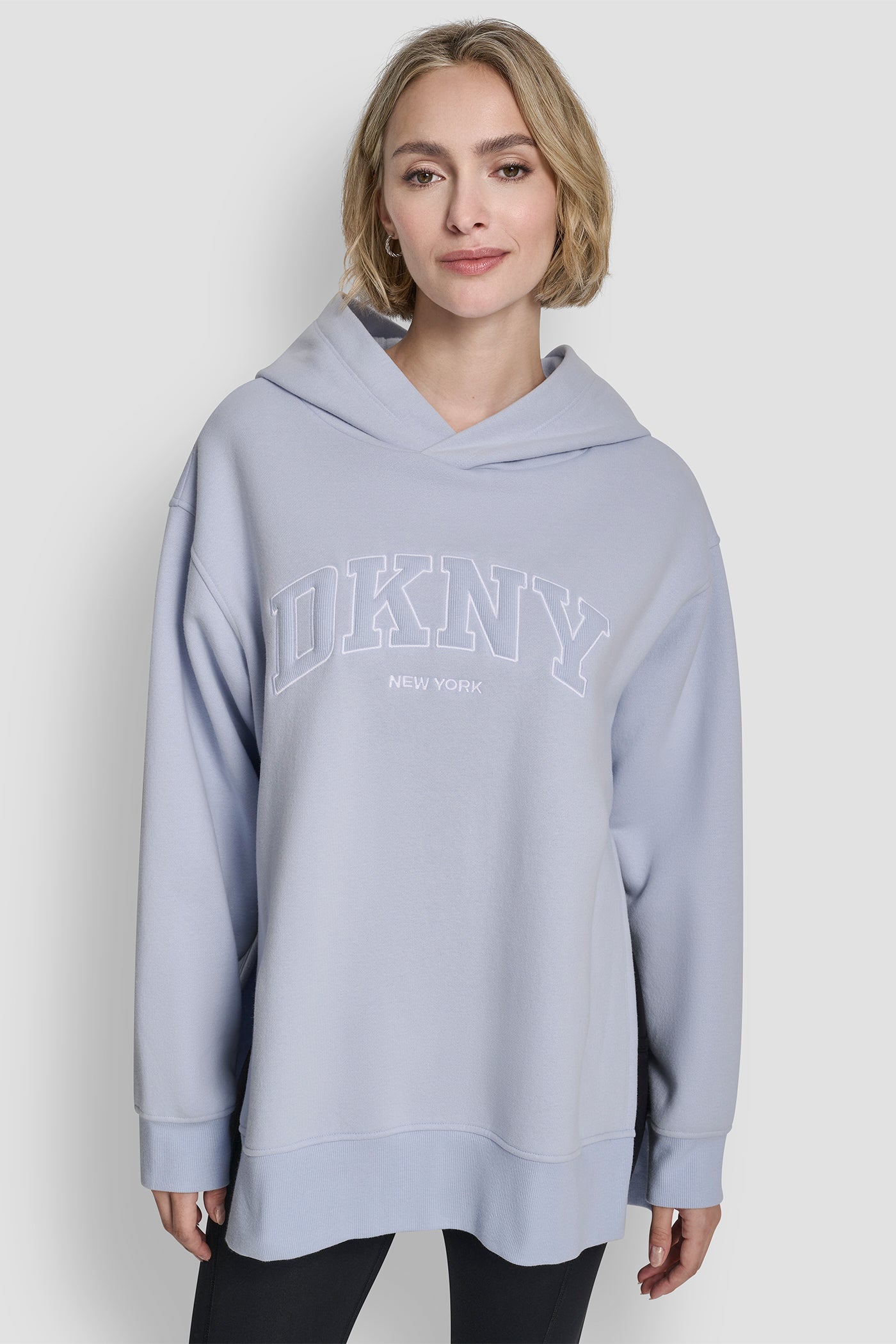 Frost Blue 3D VARSITY LOGO OVERSIZED TUNIC HOODIE, FRONT VIEW | Products