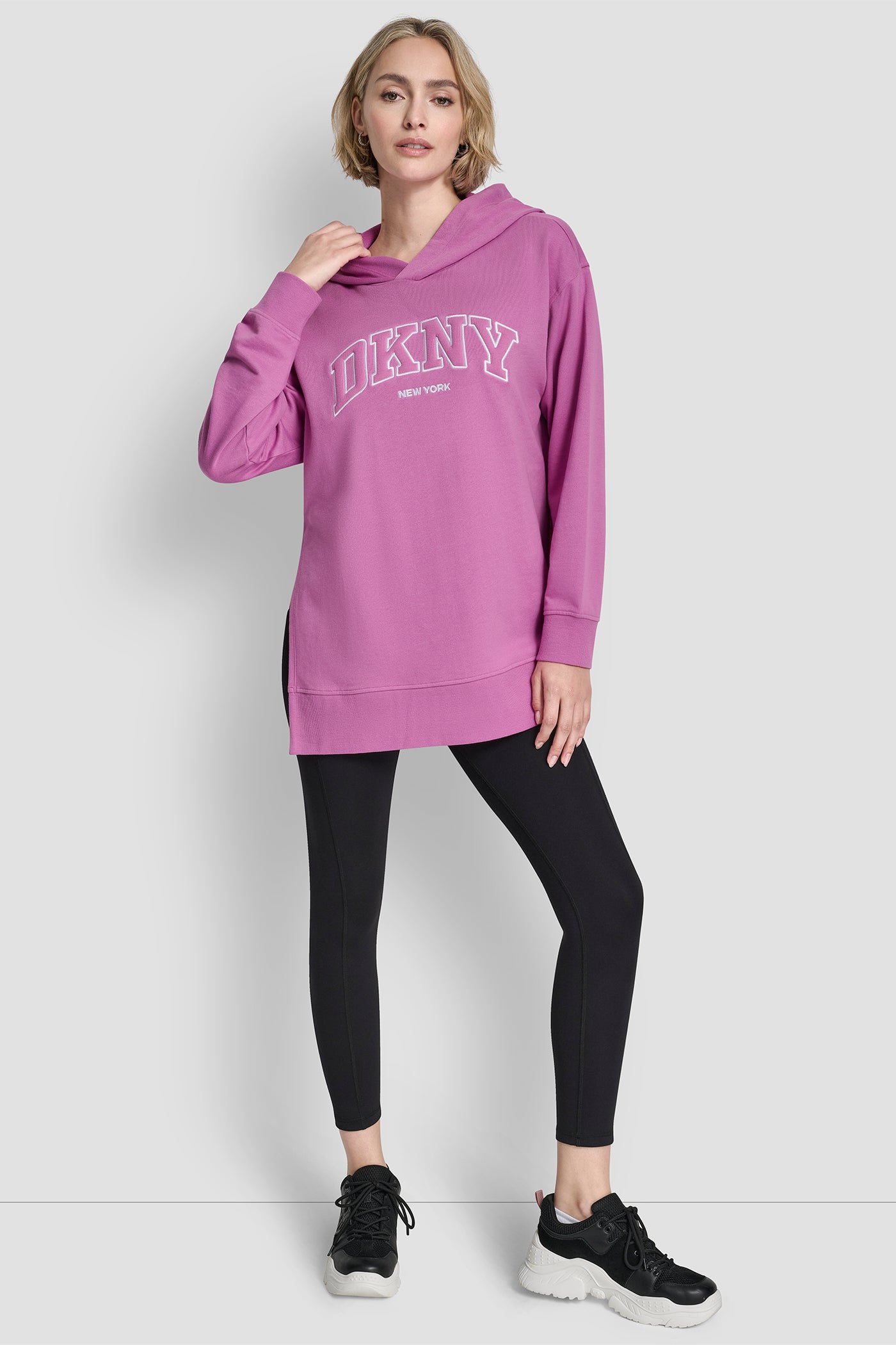 3D VARSITY LOGO OVERSIZED TUNIC HOODIE VIEW 3