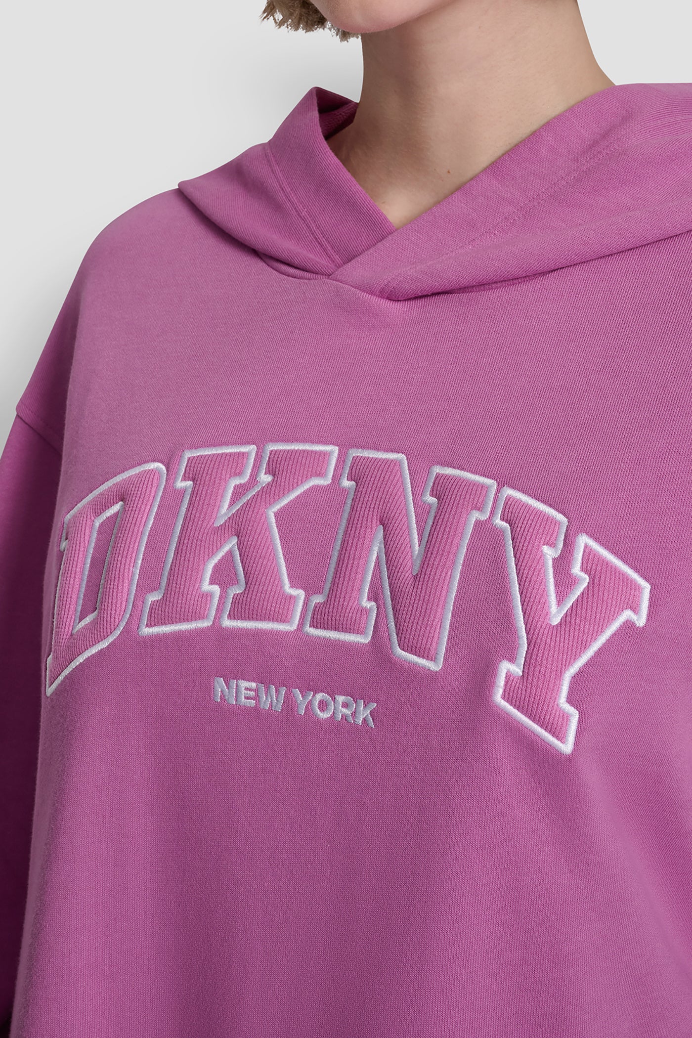 Pink 3D VARSITY LOGO OVERSIZED TUNIC HOODIE, BACK VIEW | Products