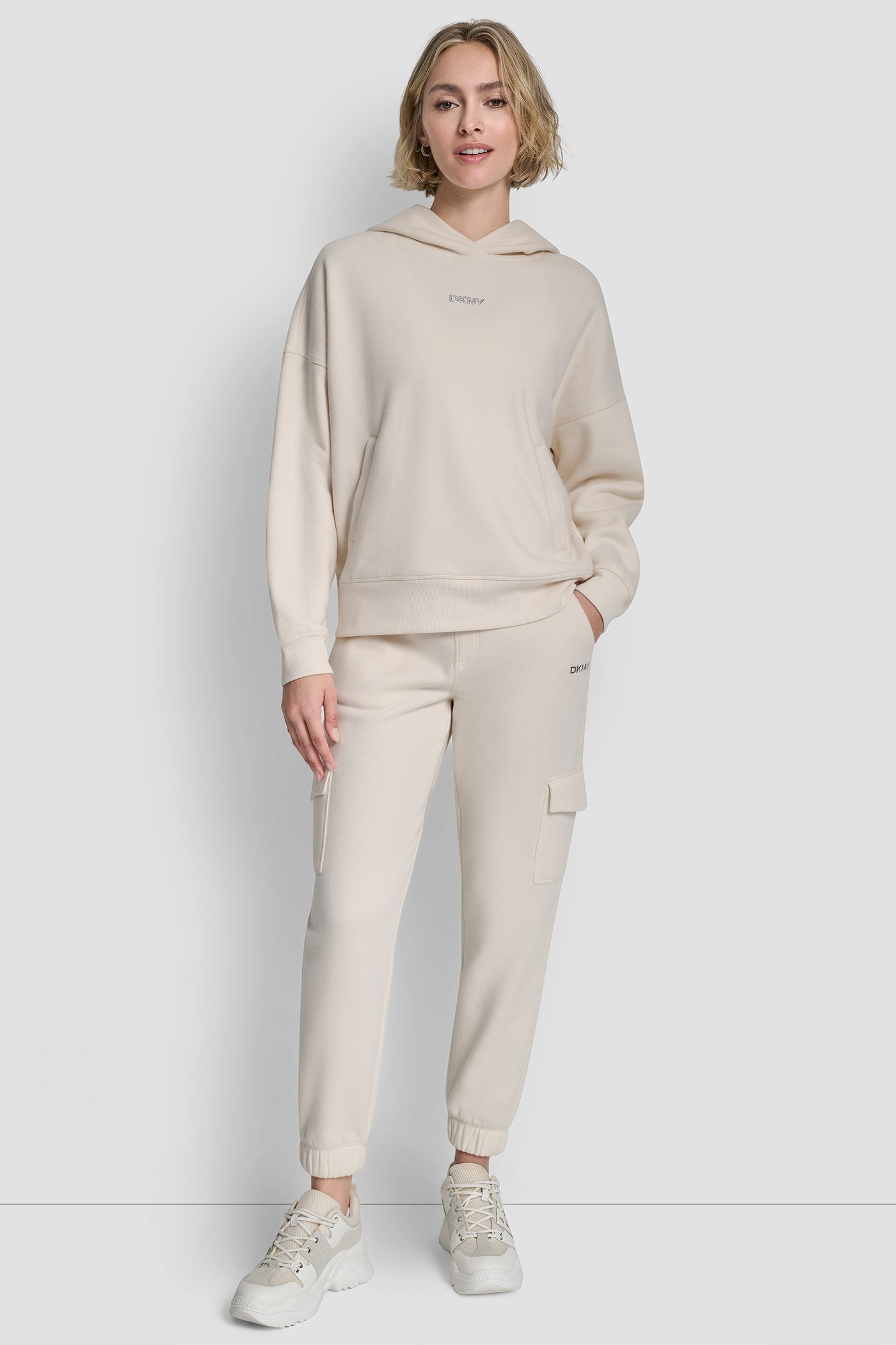 METALLIC BUBBLE LOGO FLEECE DROP SHOULDER HOODIE VIEW 4 | Sport Essentials