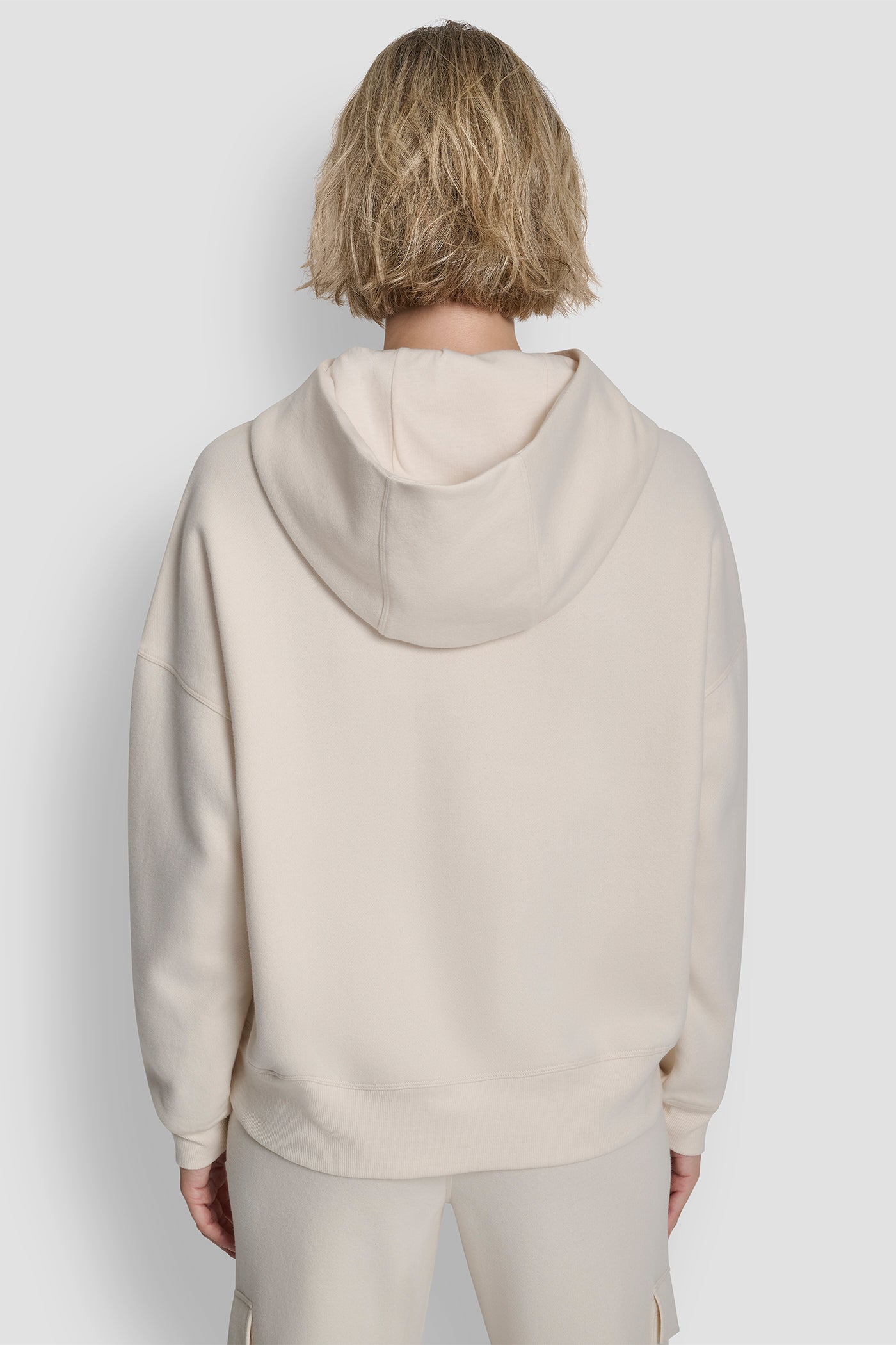 Eggnog METALLIC BUBBLE LOGO FLEECE DROP SHOULDER HOODIE, BACK VIEW | Sport Essentials
