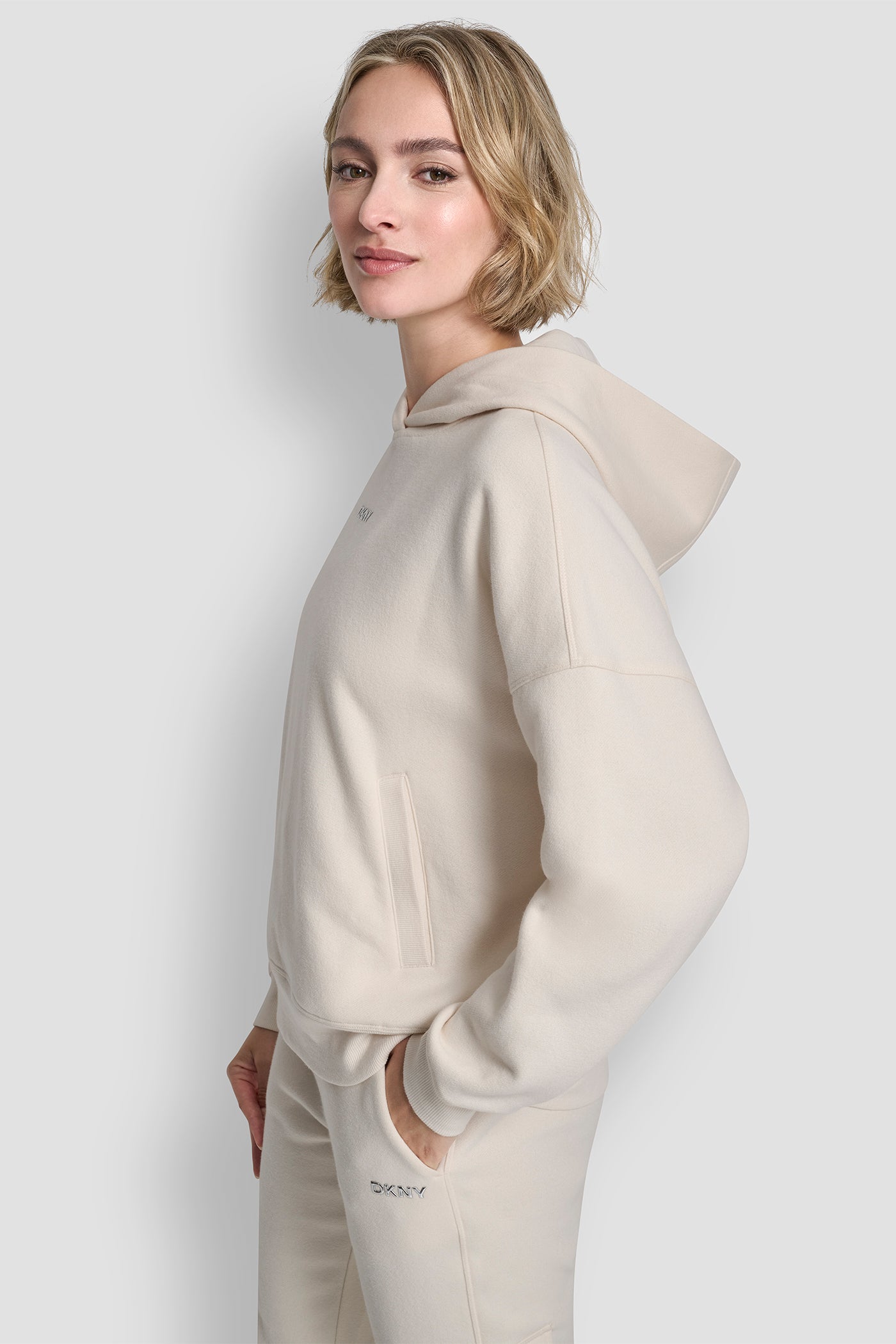 METALLIC BUBBLE LOGO FLEECE DROP SHOULDER HOODIE VIEW 3 | Sport Essentials