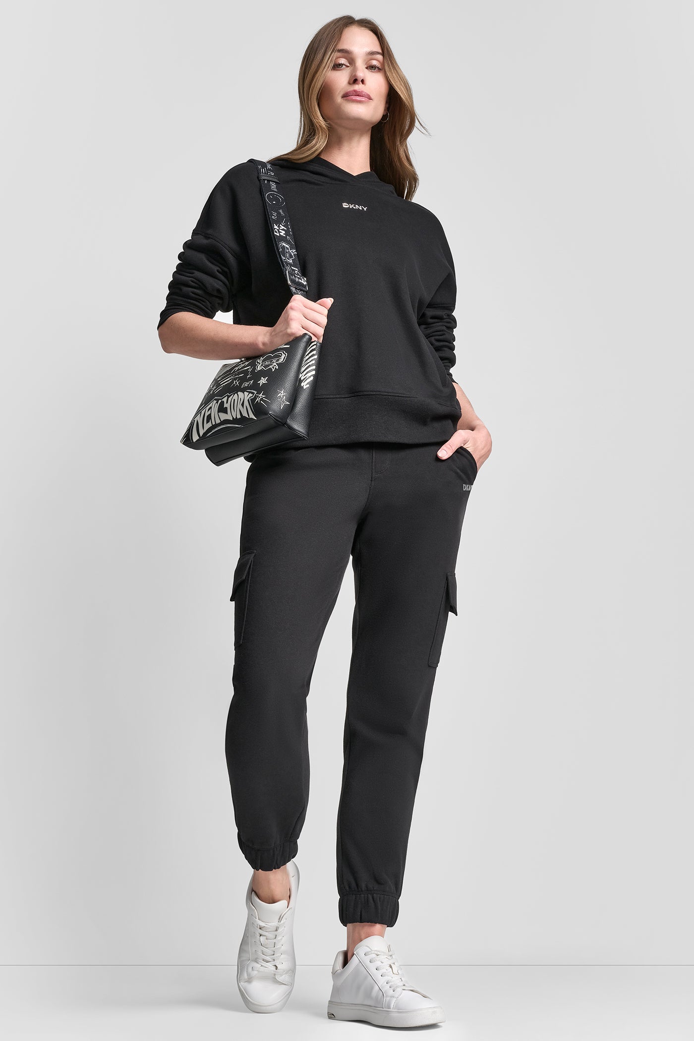 METALLIC BUBBLE LOGO FLEECE DROP SHOULDER HOODIE VIEW 7 | Gifts Under $50