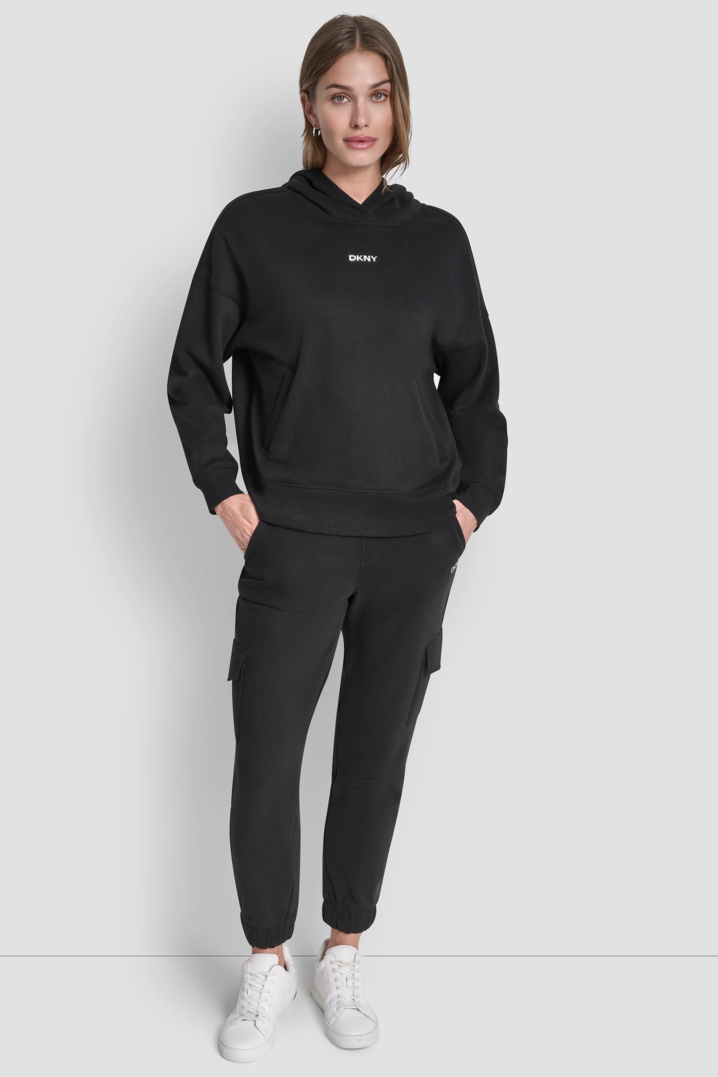 METALLIC BUBBLE LOGO FLEECE DROP SHOULDER HOODIE VIEW 6 | Gifts Under $50