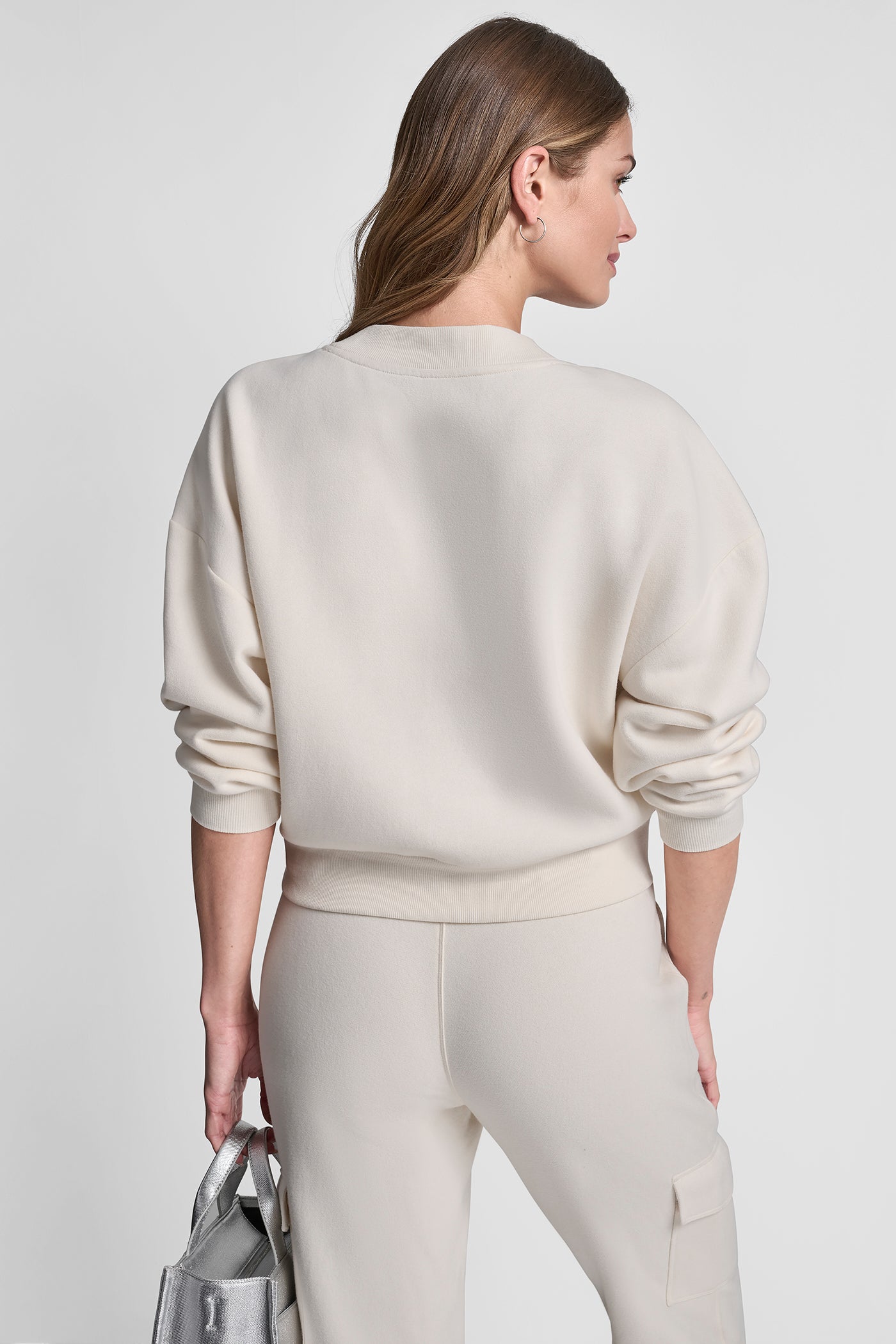 EGGNOG METALLIC BUBBLE LOGO V-NECK PULLOVER, VIEW 2 | SELECT STYLES