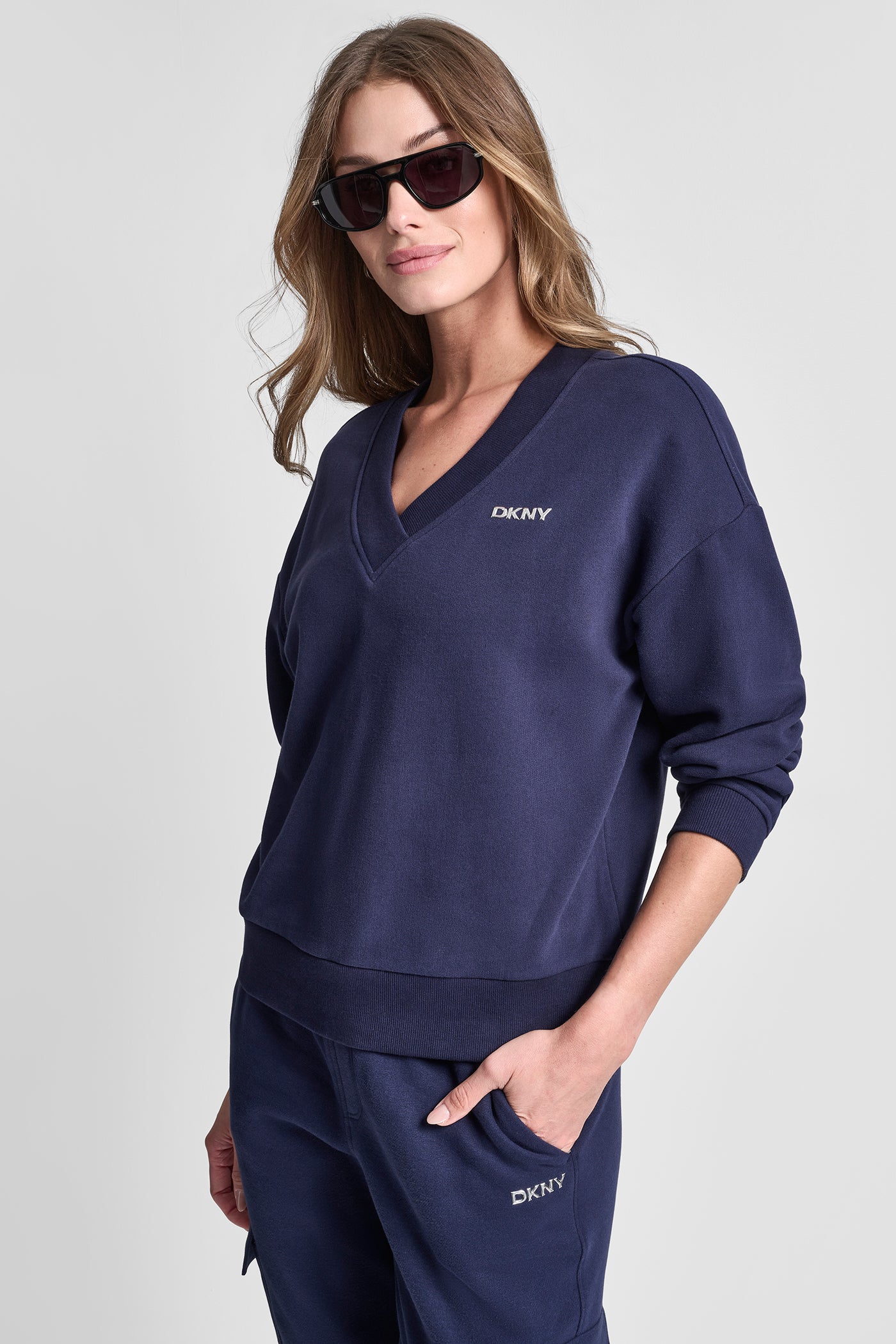 METALLIC BUBBLE LOGO V-NECK PULLOVER VIEW 3 | SELECT STYLES