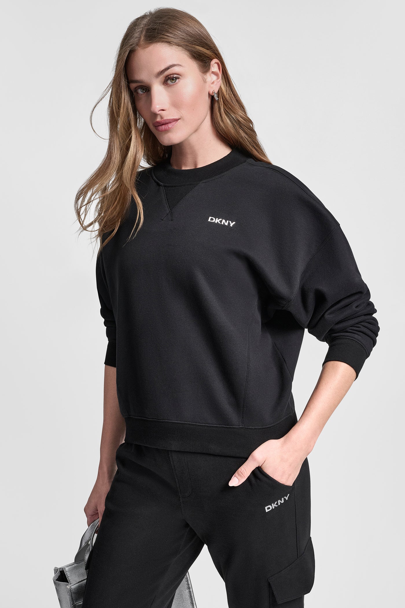 Black METALLIC BUBBLE LOGO FLEECE PULLOVER, VIEW 1 | Clothing