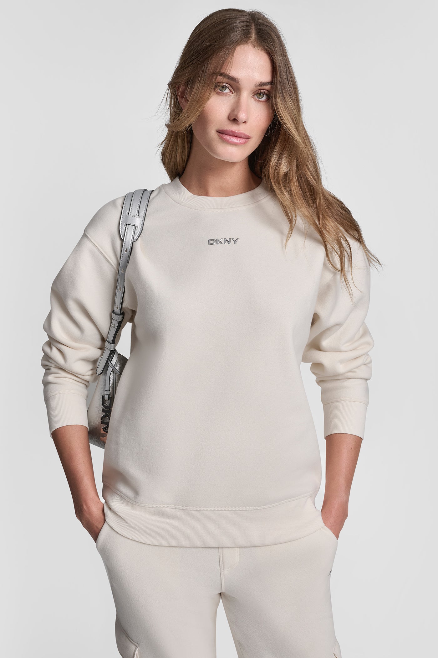 Eggnog METALLIC BUBBLE LOGO FLEECE PULLOVER, VIEW 1 | All Products