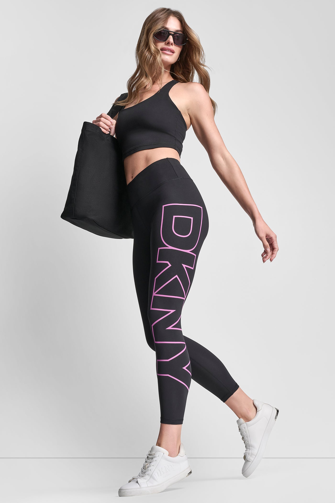 HIGH WAIST 7/8 BALANCE COMPRESSION EXPLODED LOGO LEGGING VIEW 6 | Sport Essentials