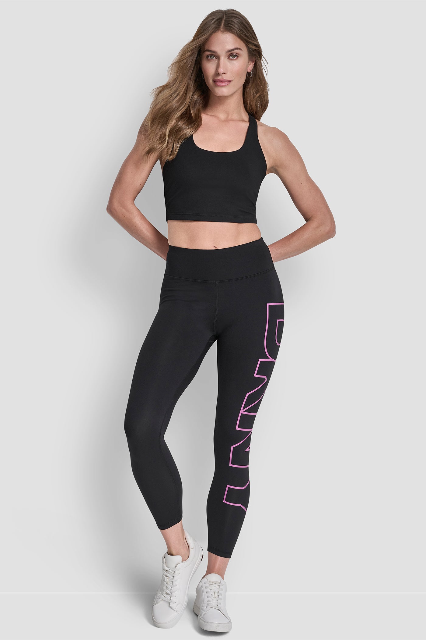 HIGH WAIST 7/8 BALANCE COMPRESSION EXPLODED LOGO LEGGING VIEW 4 | Sport Essentials