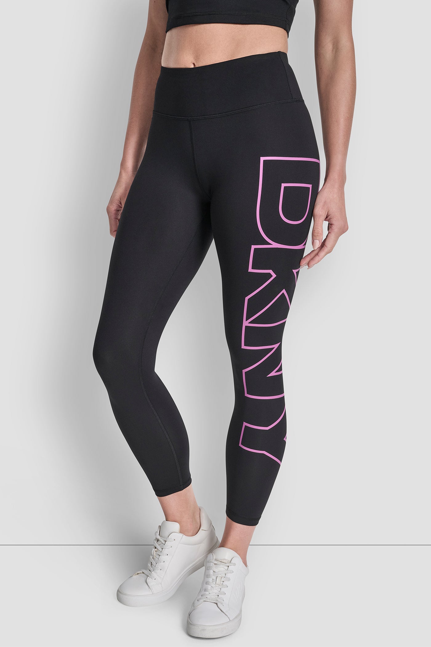 Crocus HIGH WAIST 7/8 BALANCE COMPRESSION EXPLODED LOGO LEGGING, FRONT VIEW | Leggings